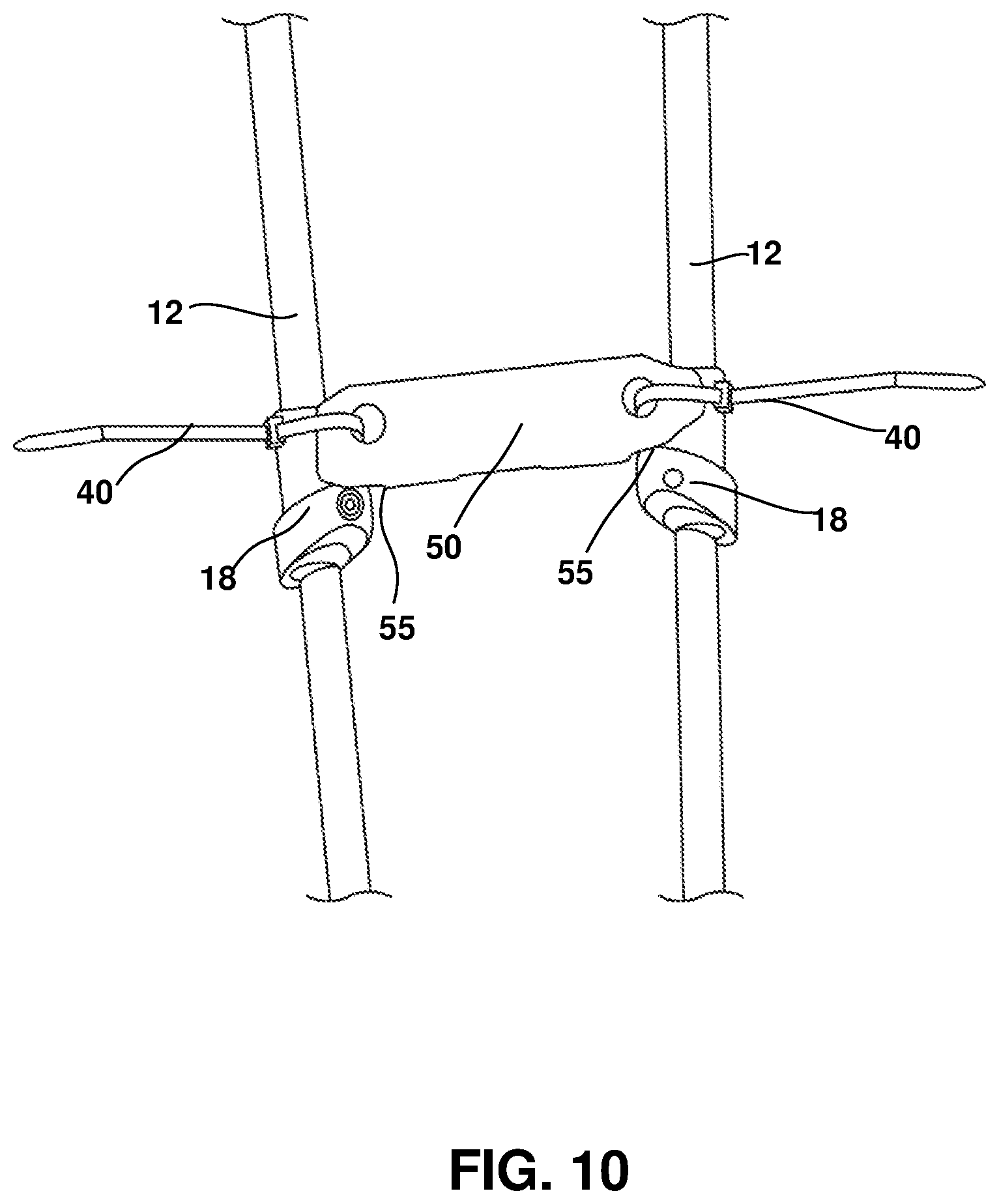Patent US12403062 Figure 10 – Crutch assembly constructed using a pair of hiking poles