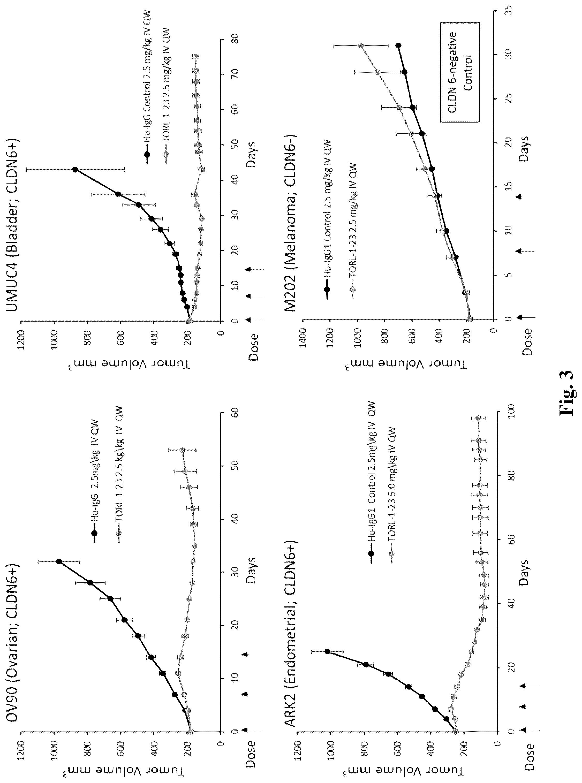 Patent US12403202 Figure 5 – Dosage of claudin-6 conjugates for cancer treatment