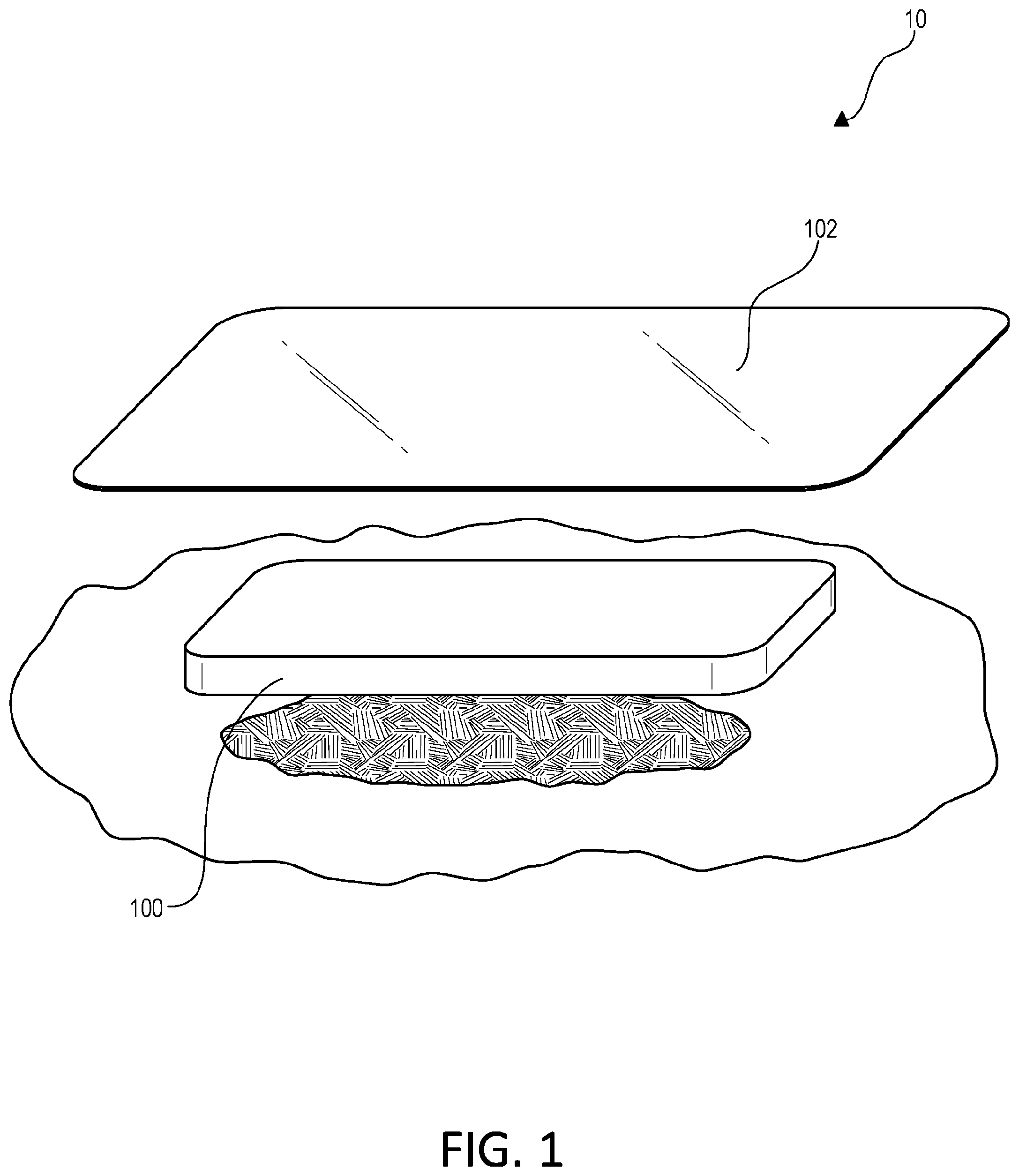 Patent US12403213 Figure 1 – Wound dressing with selective and dynamic transparency