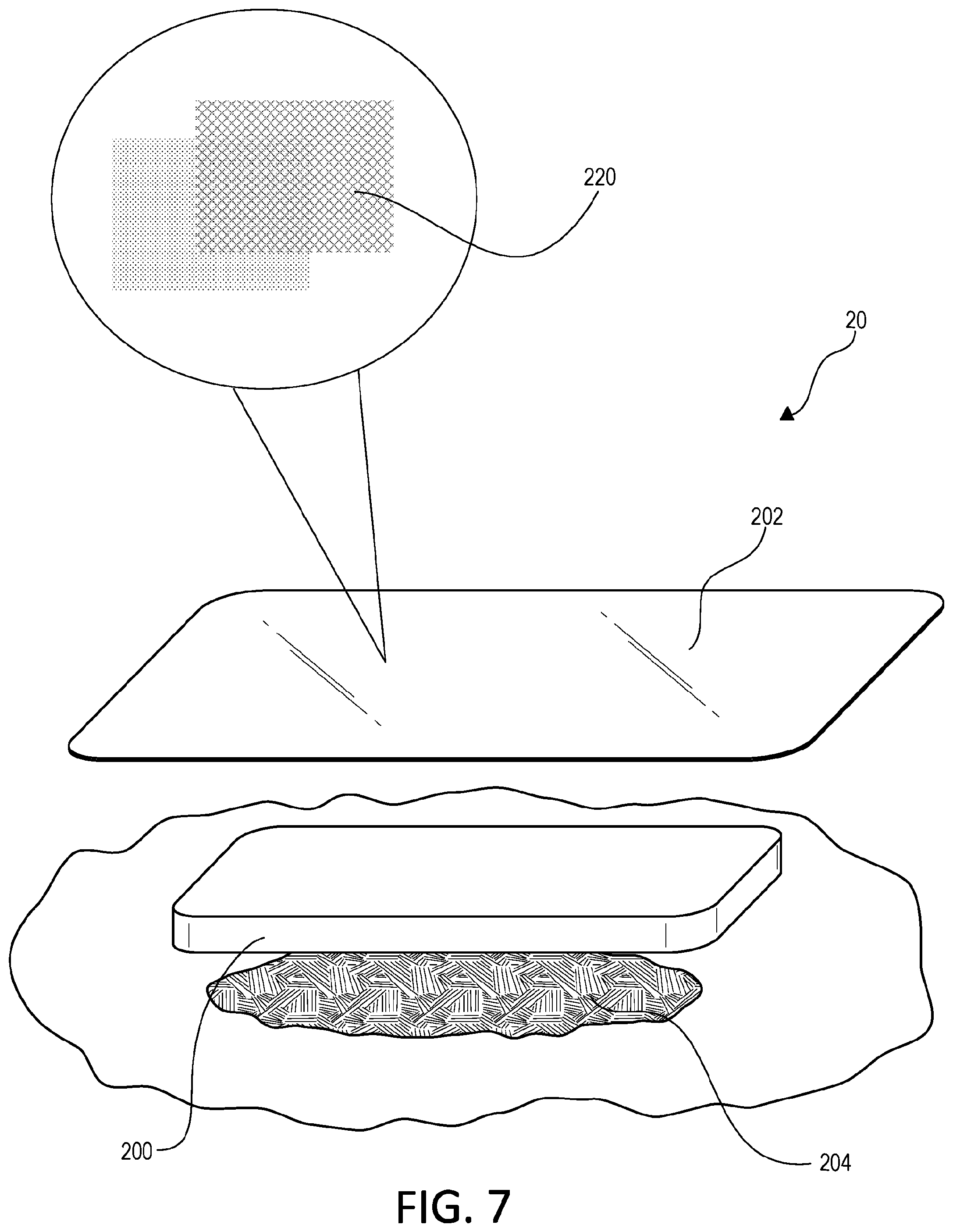 Patent US12403213 Figure 7 – Wound dressing with selective and dynamic transparency