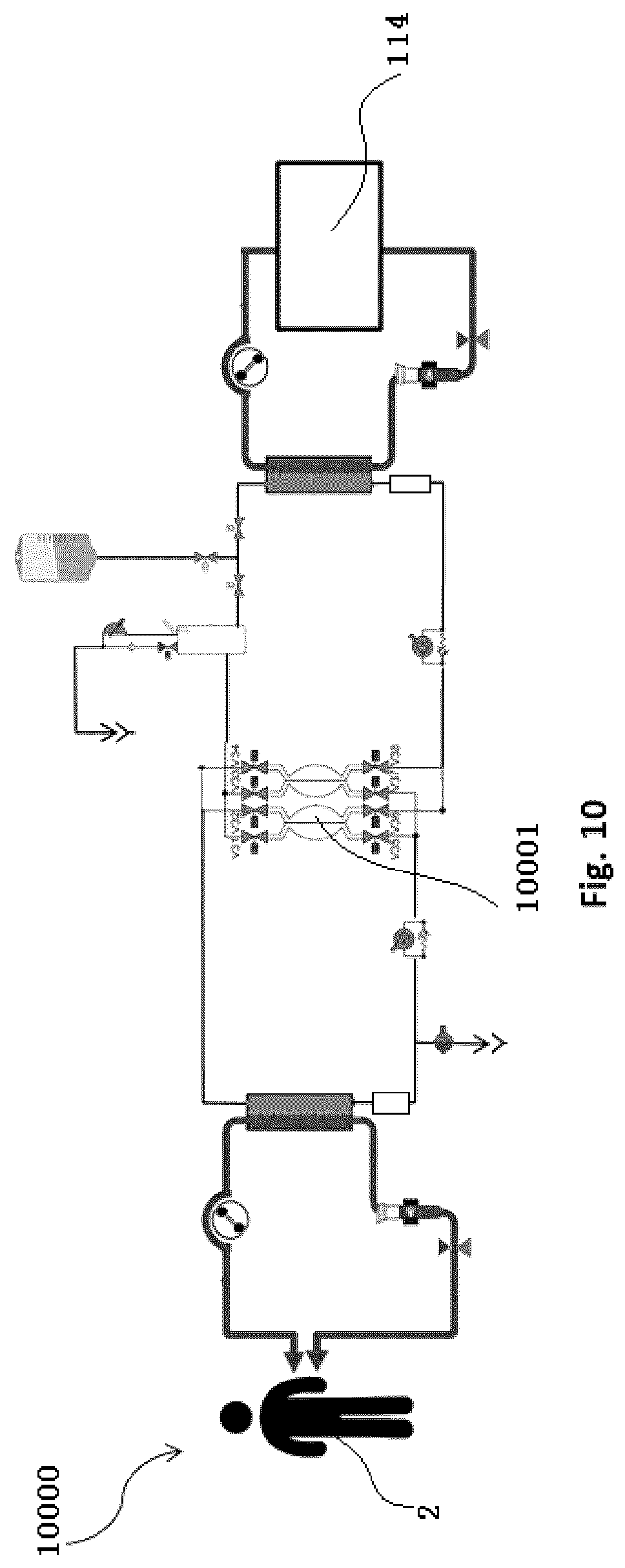 Patent US12403229 Figure 6 – Dialysis device for use with interface media, dialysis systems, use of dialysis device, method for establishing dialysis system, method for filling and/or priming dialysis system and method for removing air from dialysis system