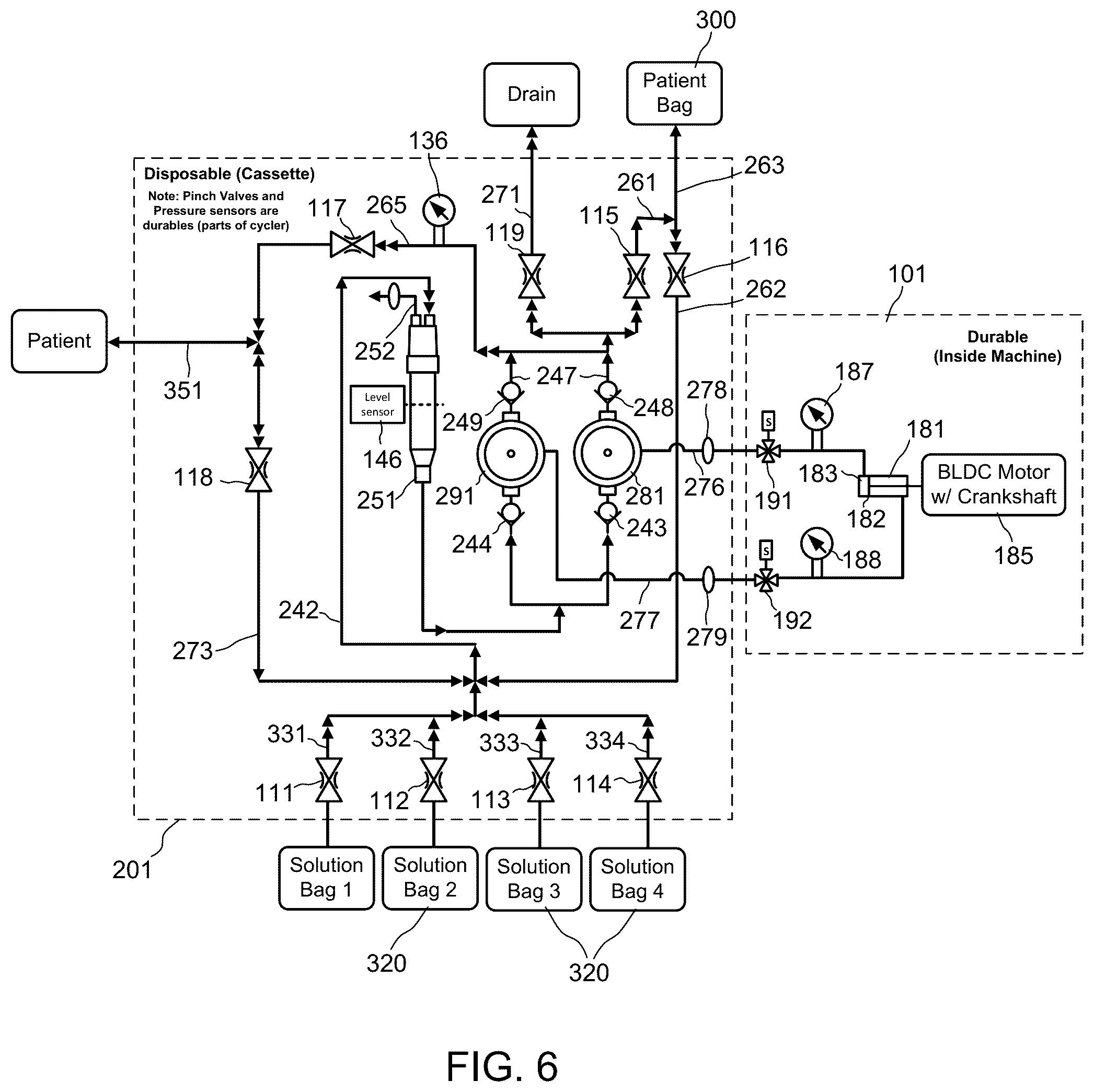 Patent US12403230 Figure 4 – Peritoneal dialysis system with constant volume disposable pump