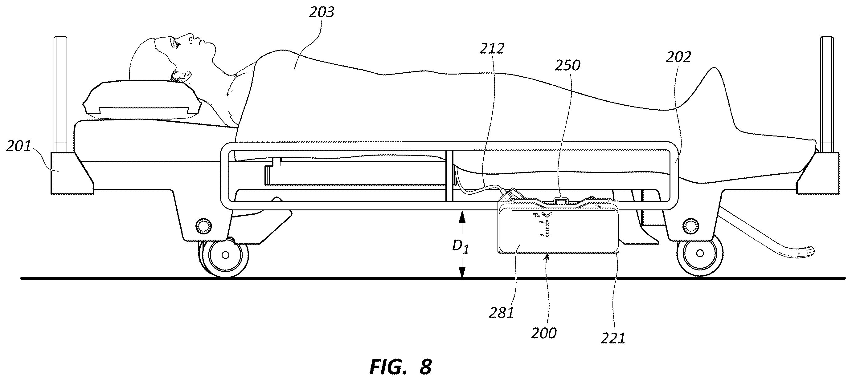 Patent US12403233 Figure 8 – Dual drainage bag, assemblies, and related methods