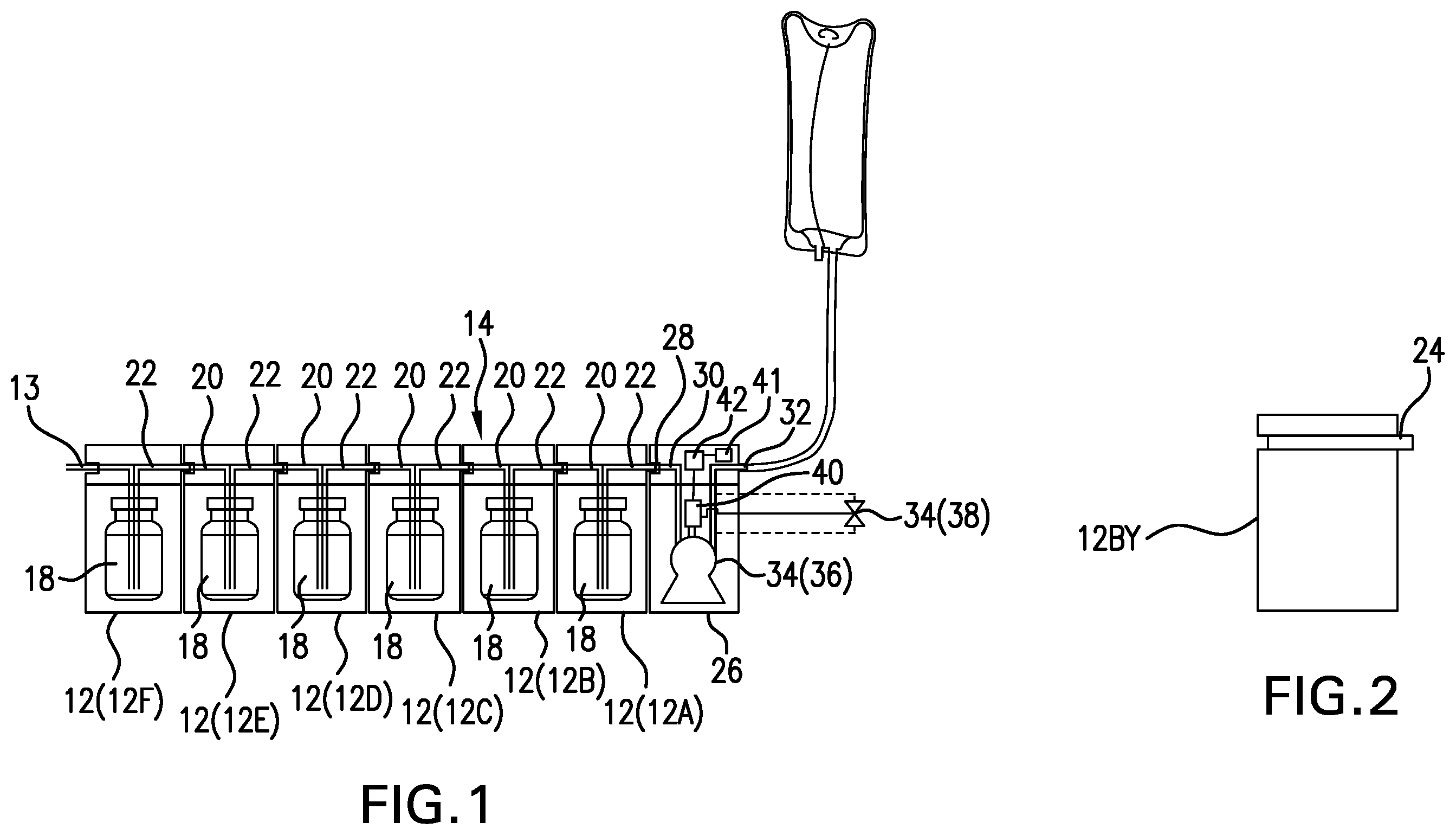 Patent US12403254 Figure 1 – System for interrogating serially-connected drug modules in a combinatorial drug delivery device