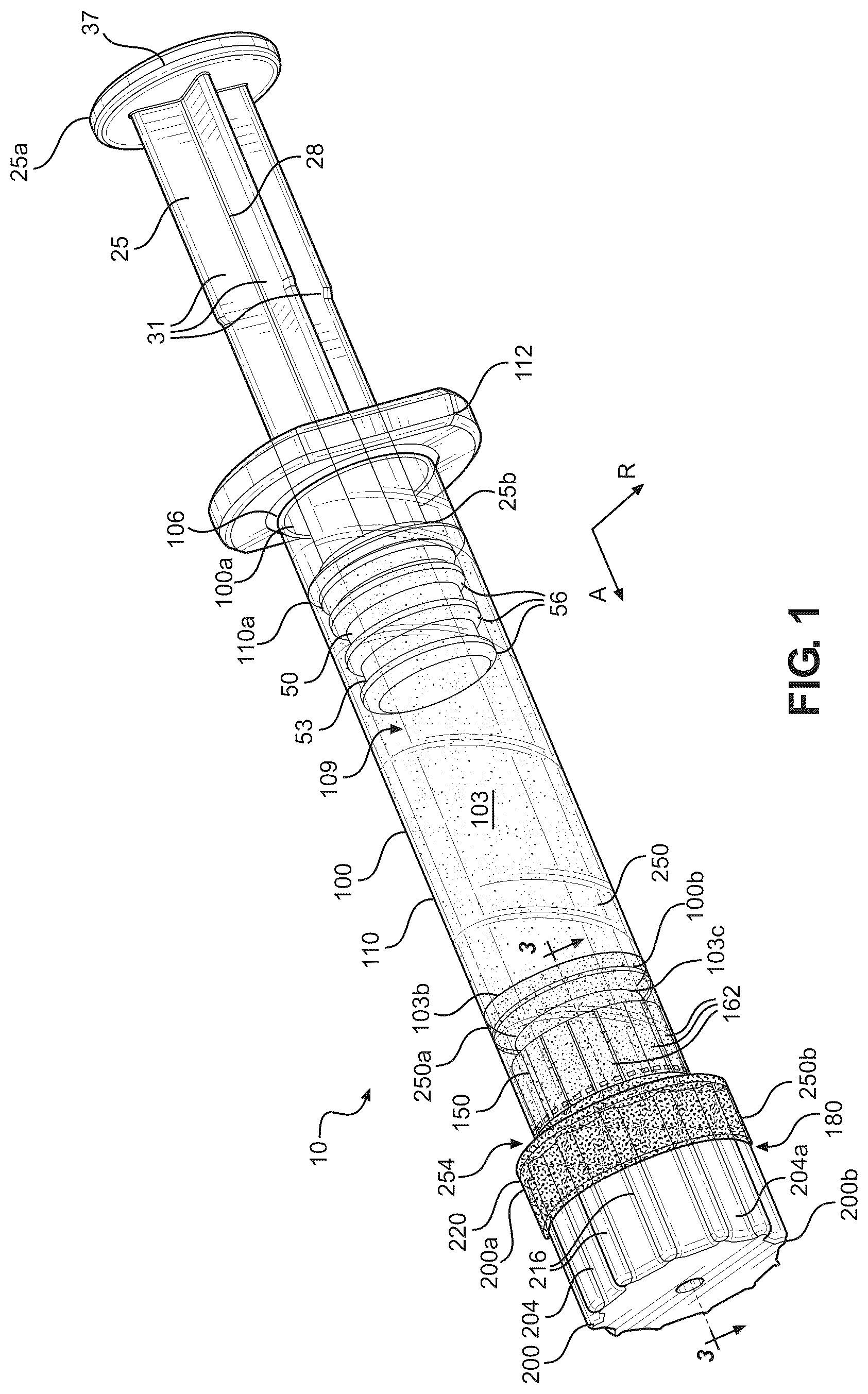 Patent US12403262 — Tamper evident assembly with RFID for syringes — Figure 1
