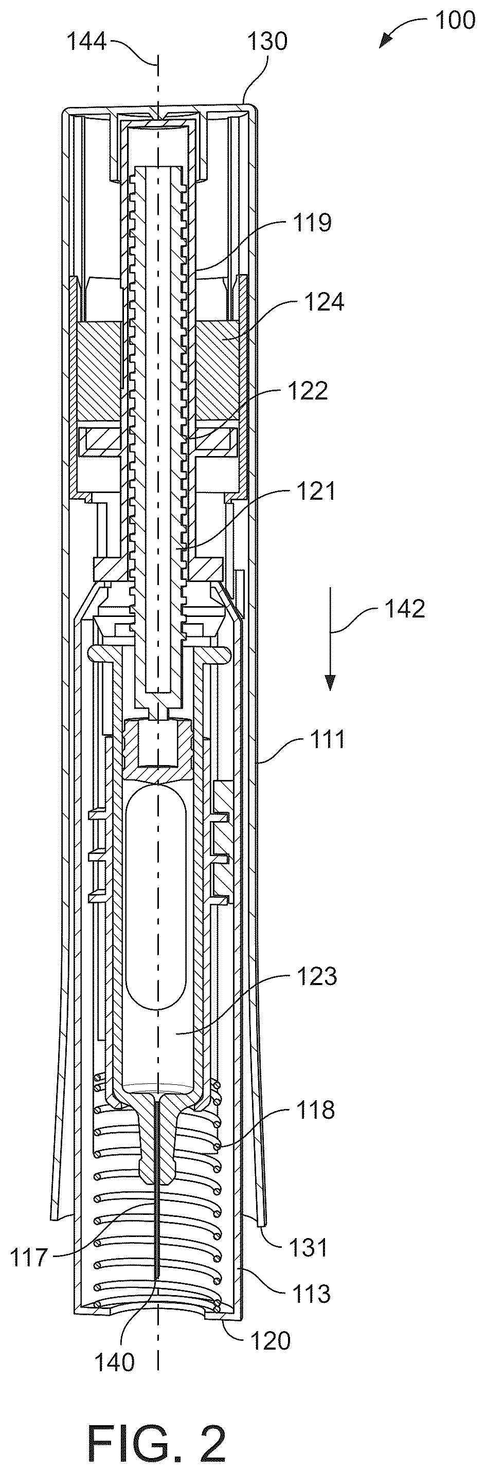 Patent US12403266 Figure 2 – Medicament delivery device