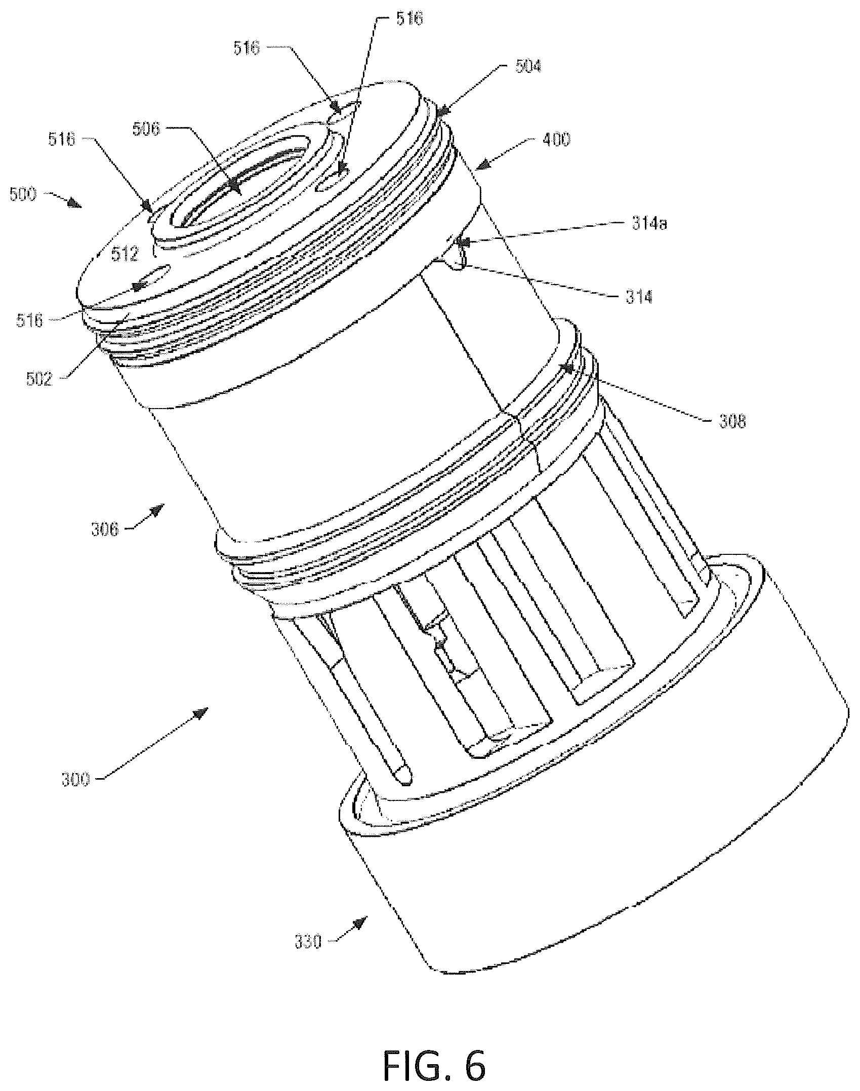 Patent US12403273 Figure 5 – Aerosol delivery device with a reservoir housing and a vaporizer assembly