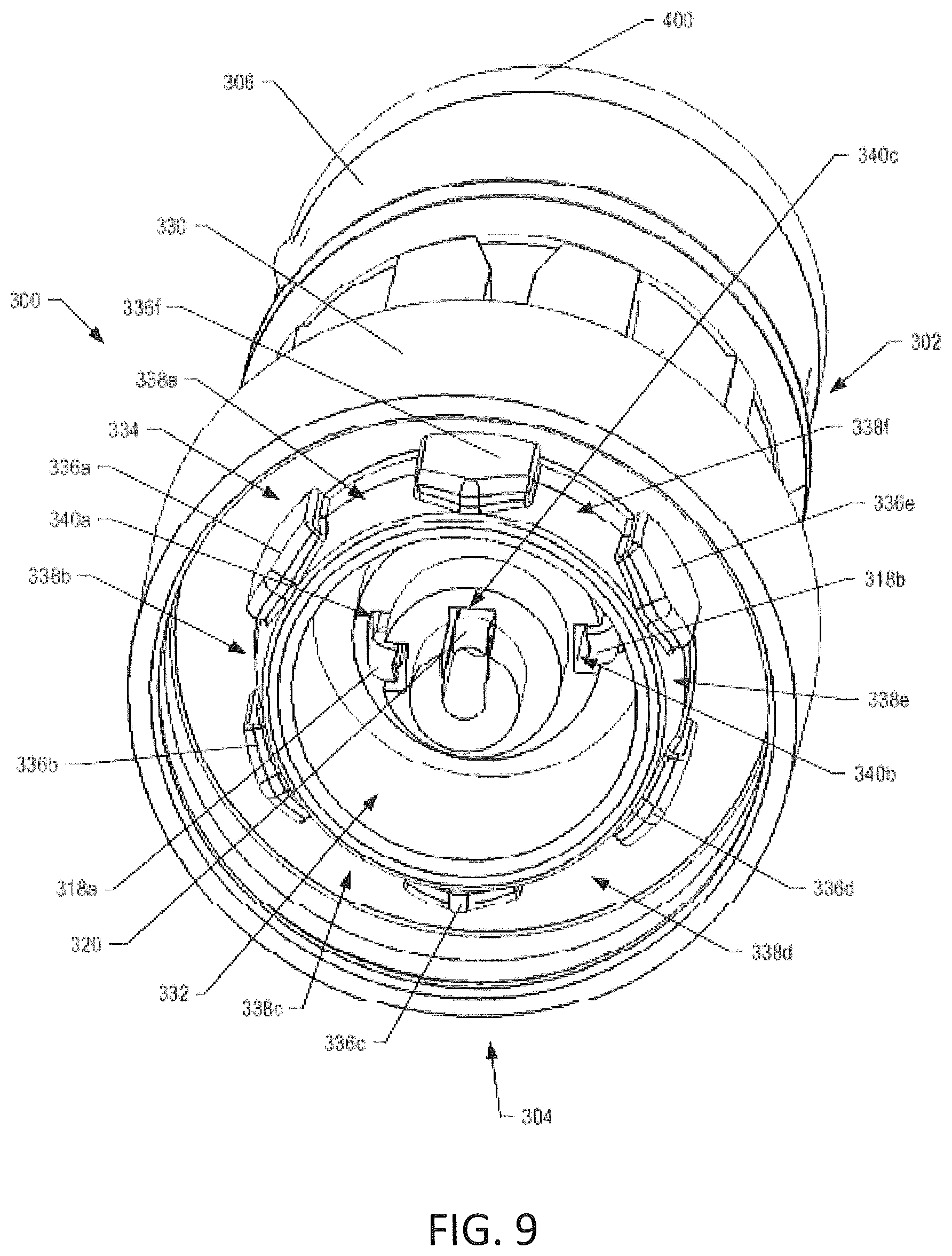 Patent US12403273 Figure 9 – Aerosol delivery device with a reservoir housing and a vaporizer assembly