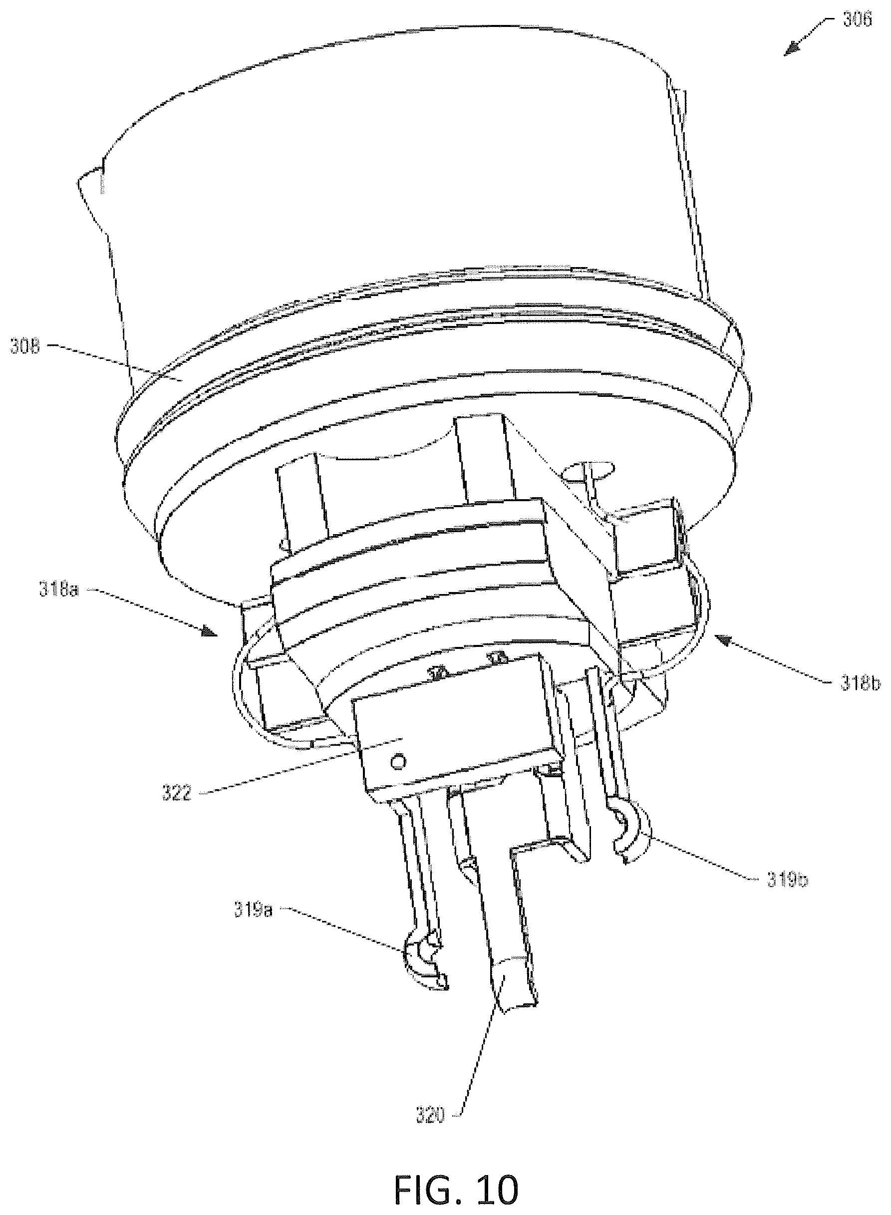 Patent US12403273 Figure 10 – Aerosol delivery device with a reservoir housing and a vaporizer assembly