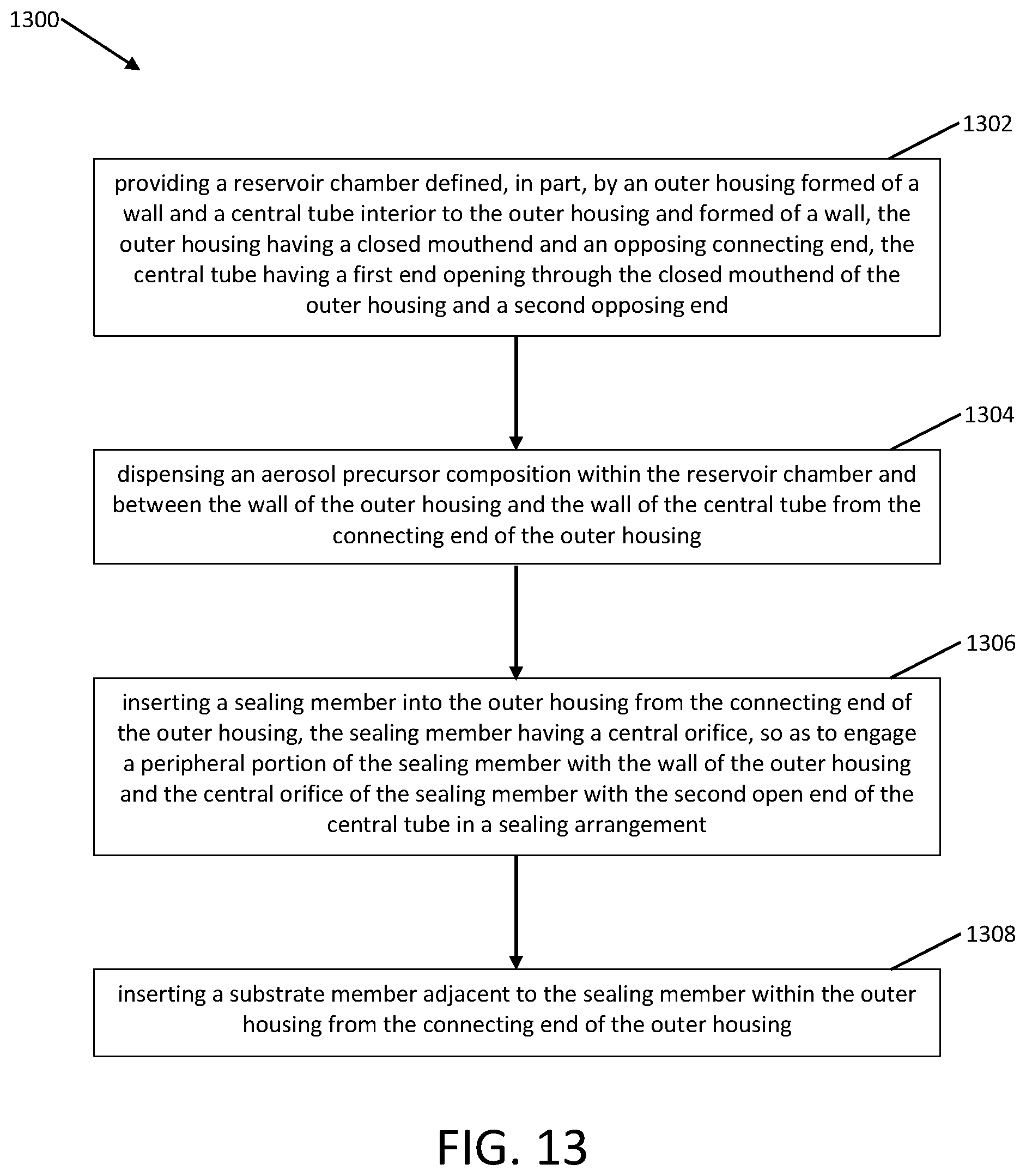 Patent US12403273 Figure 13 – Aerosol delivery device with a reservoir housing and a vaporizer assembly