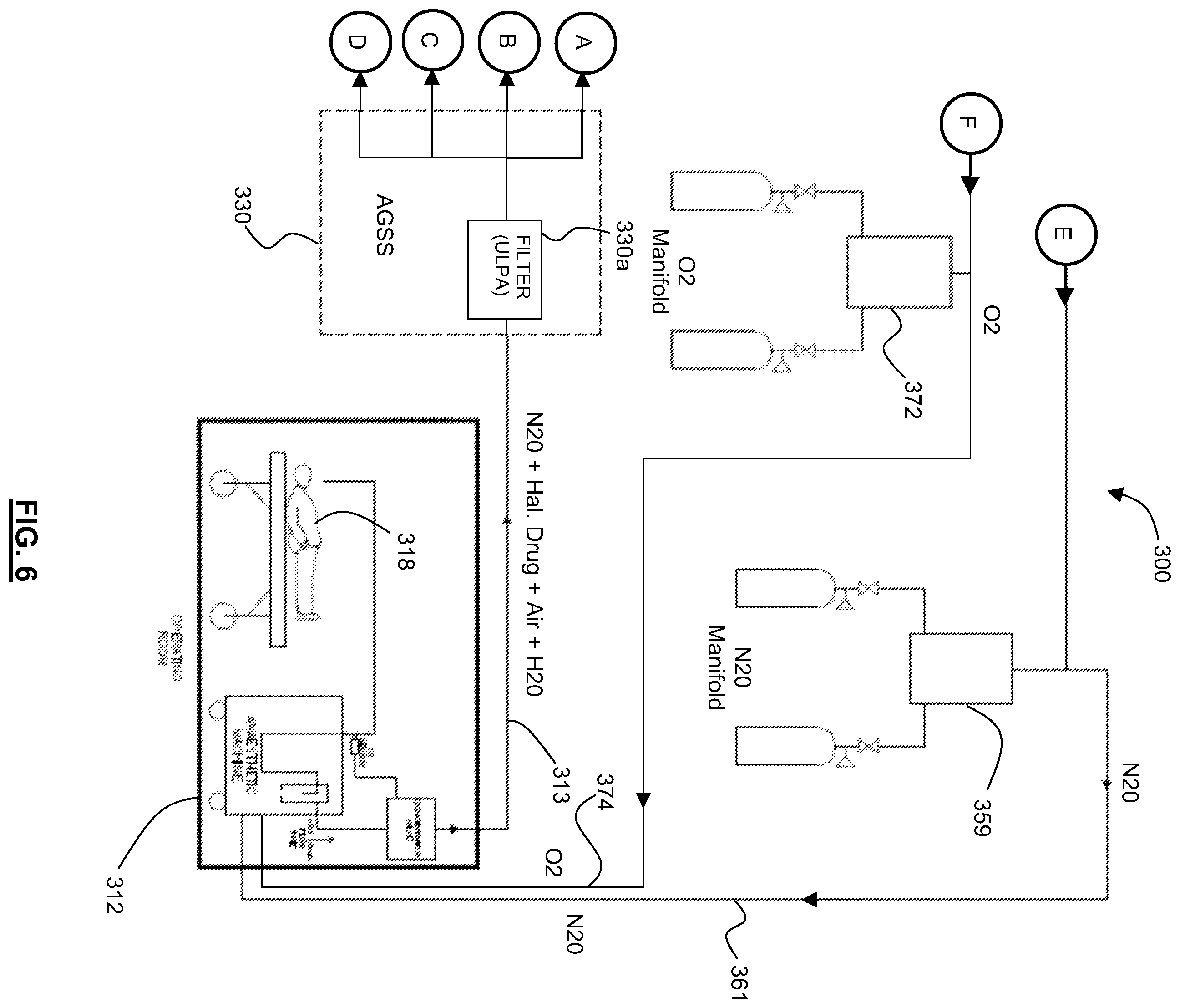 Patent US12403280 Figure 6 – Apparatus, systems and method for collecting and reclaiming anaesthetic agents and for removing nitrous oxide from exhaust gases