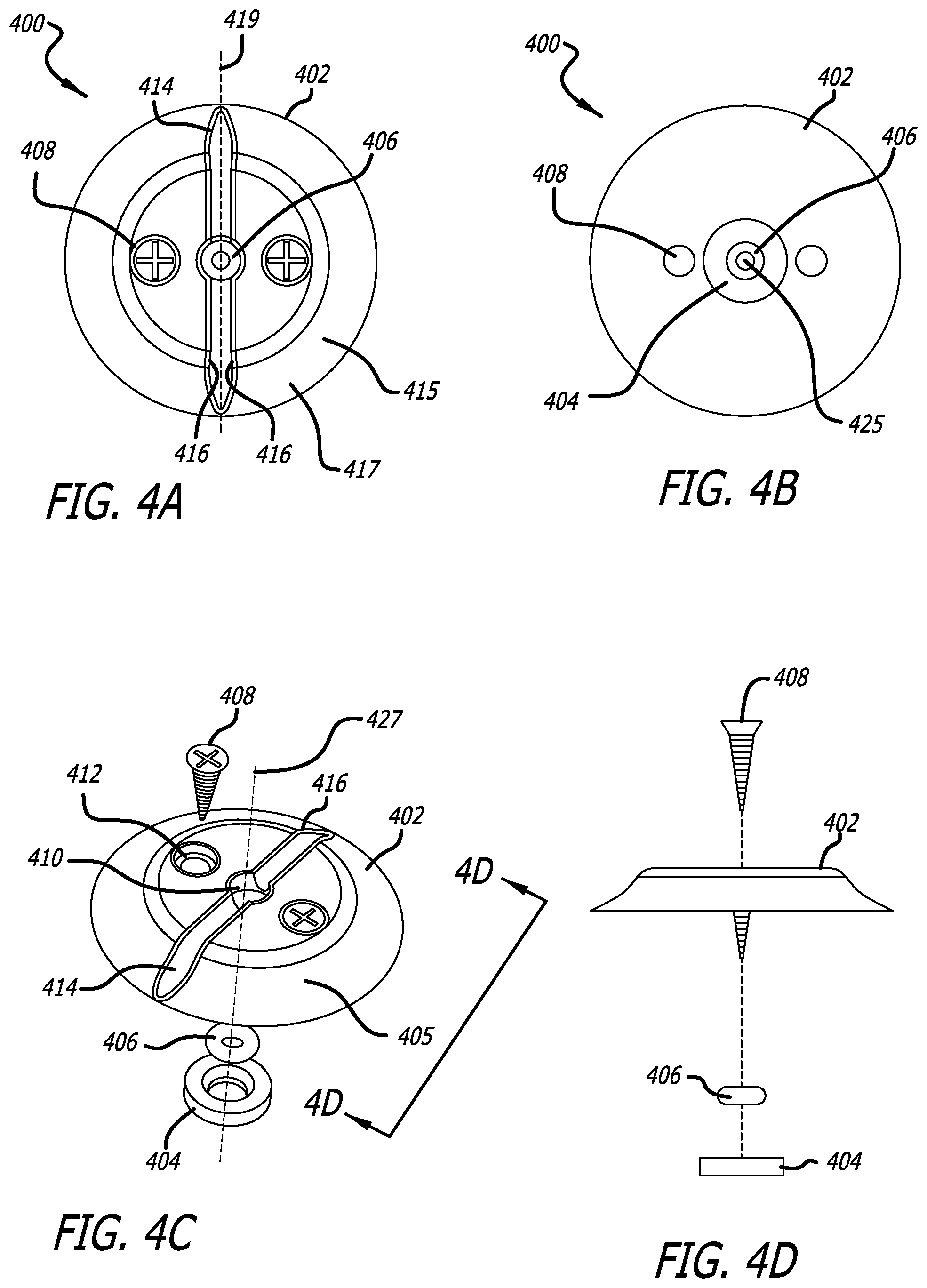 Patent US12403303 Figure 4 – Lead fixation devices for securing a lead to a cranium