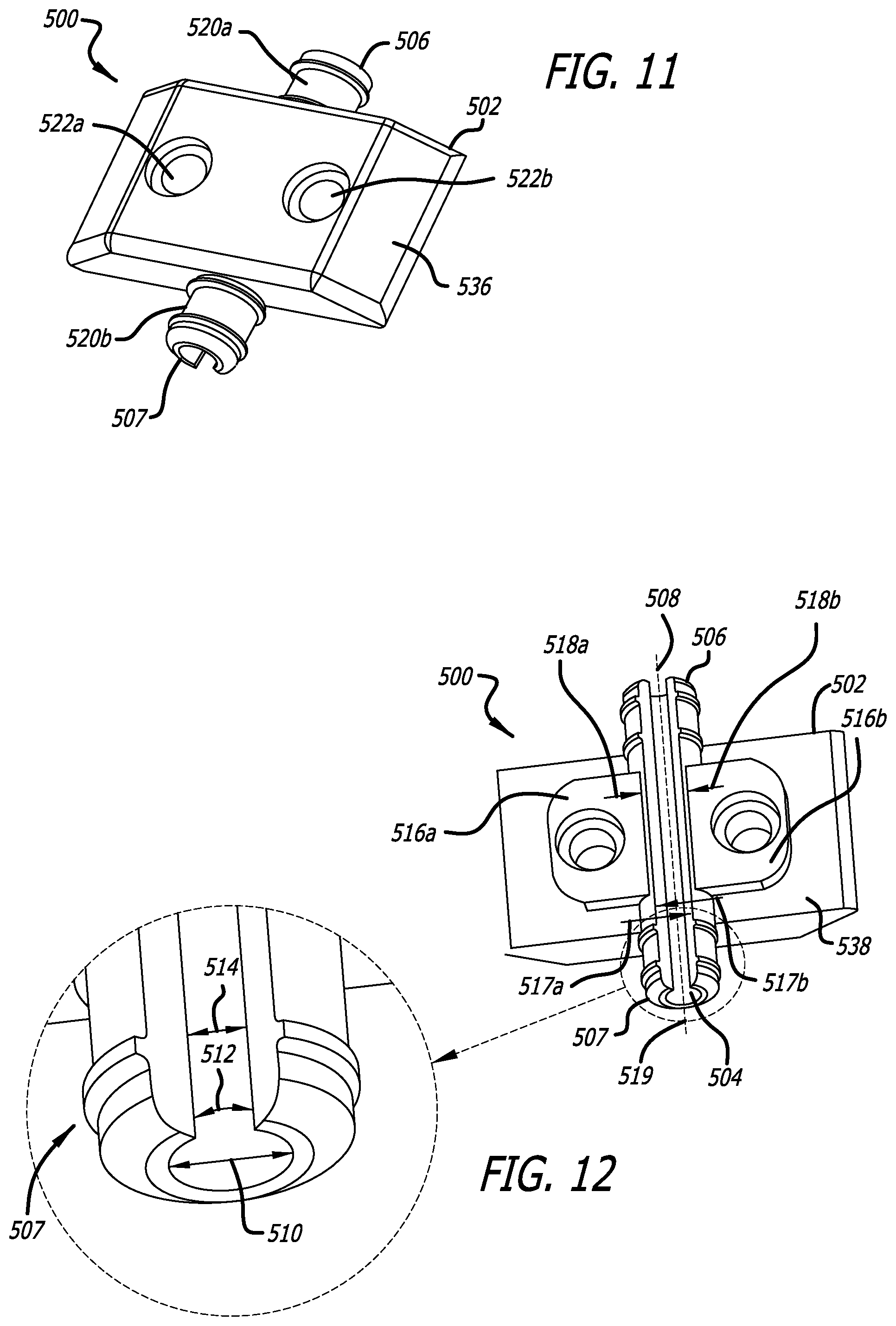 Patent US12403303 Figure 11 – Lead fixation devices for securing a lead to a cranium