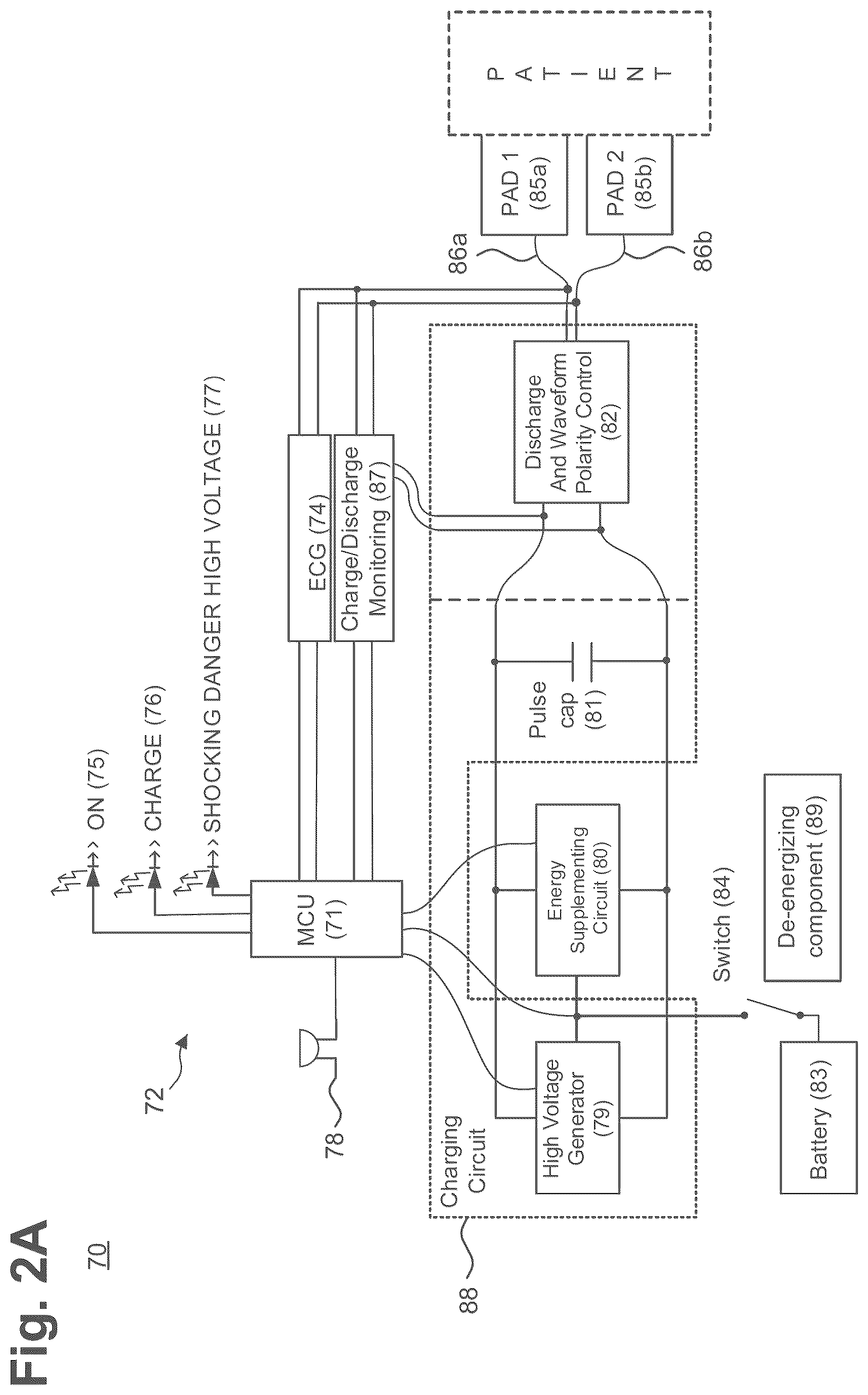 Patent US12403323 Figure 2 – Defibrillation assembly energizable through case opening