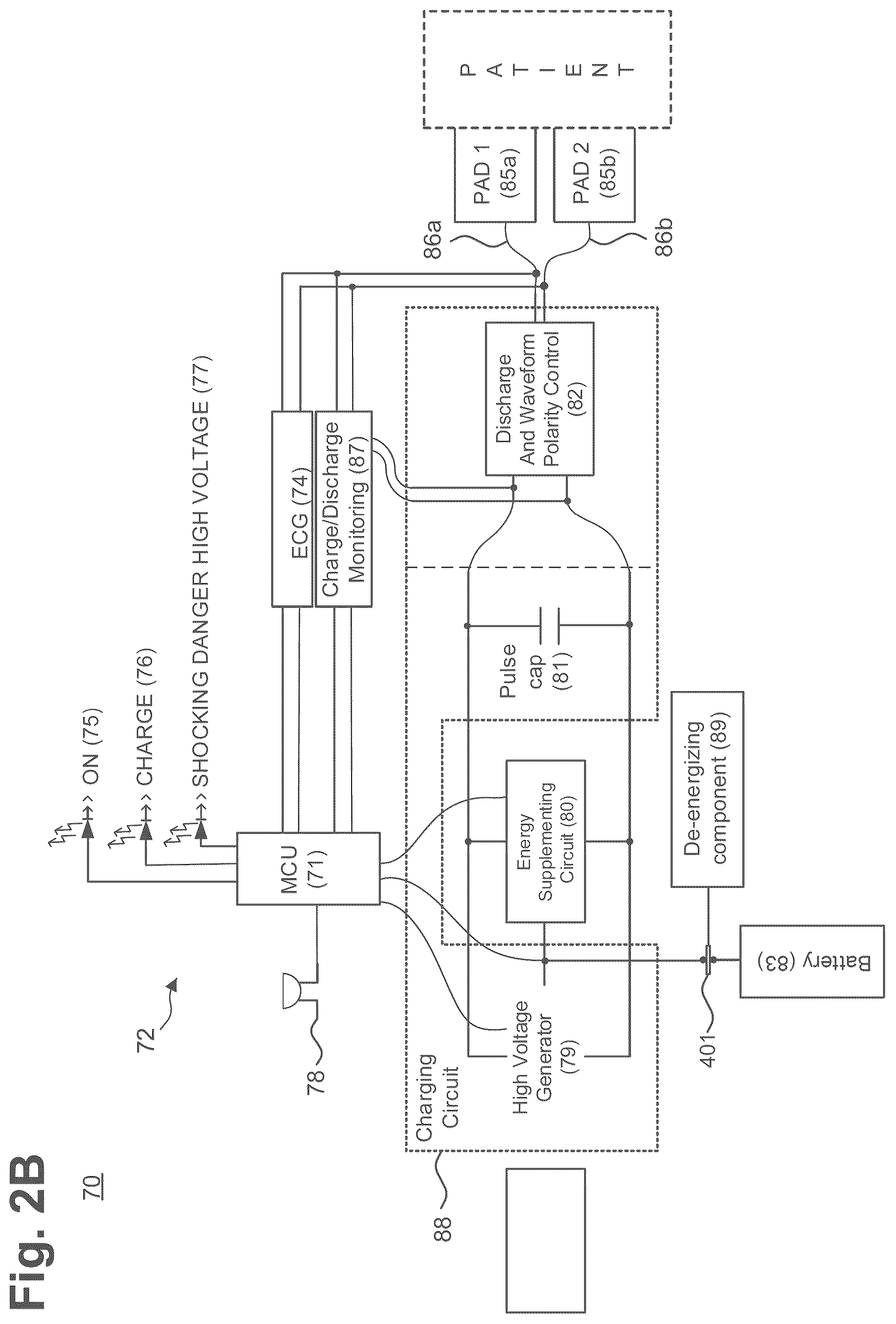 Patent US12403323 Figure 3 – Defibrillation assembly energizable through case opening