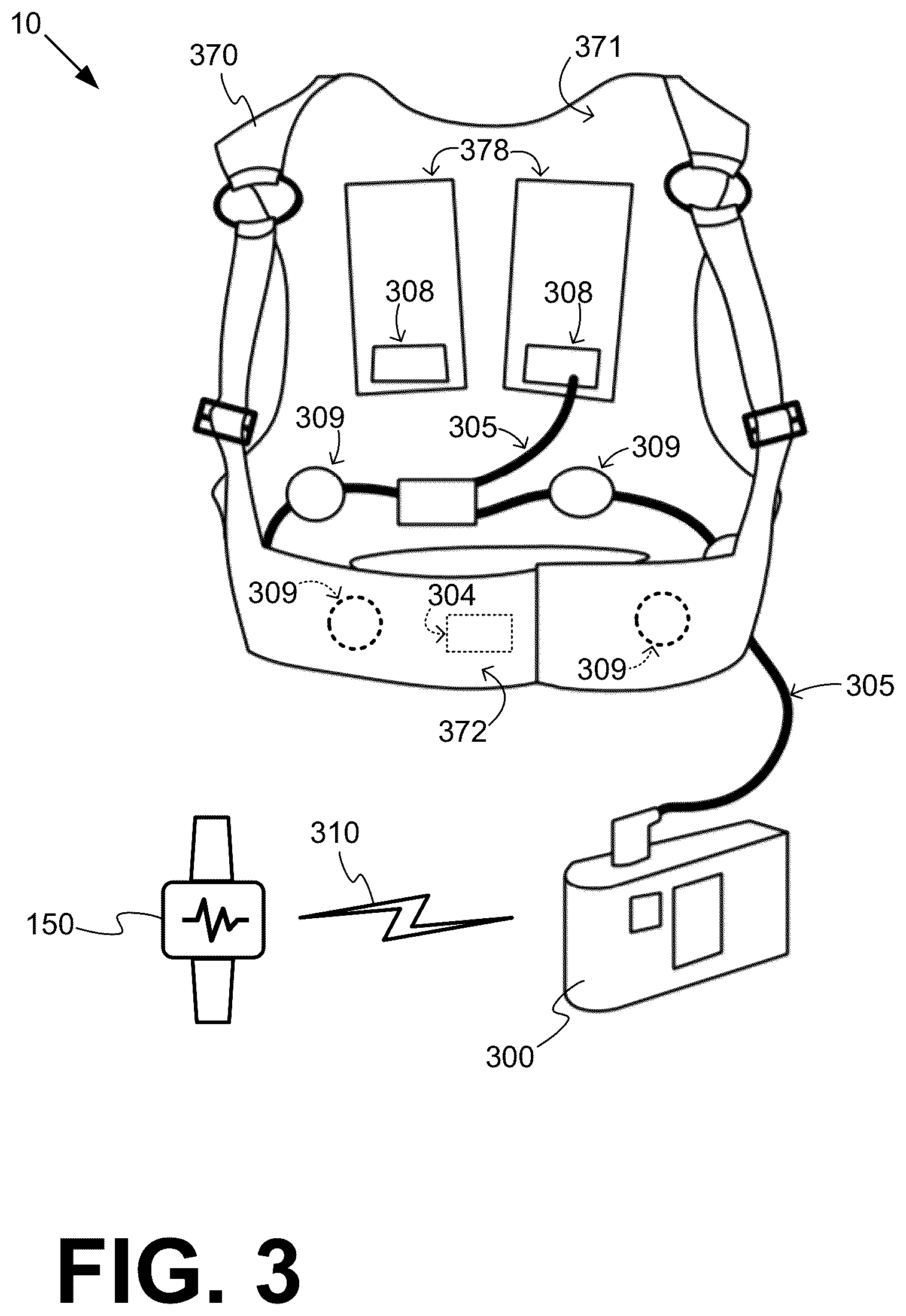 Patent US12403324 Figure 3 – Wearable medical device (WMD) implementing adaptive techniques to save power