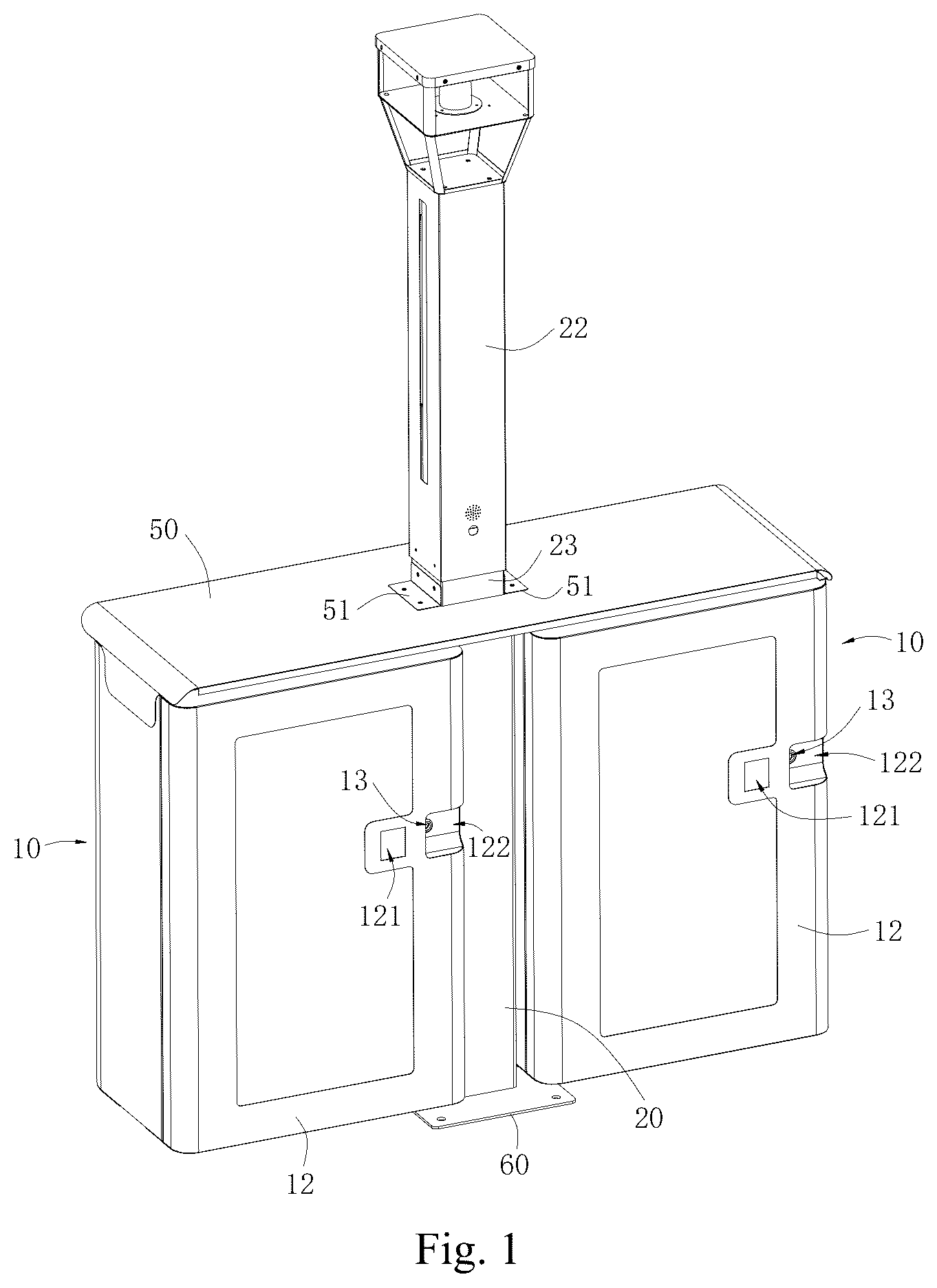 Patent US12403340 Figure 1 – Fire alarming and suppression system for electric vehicle charging station