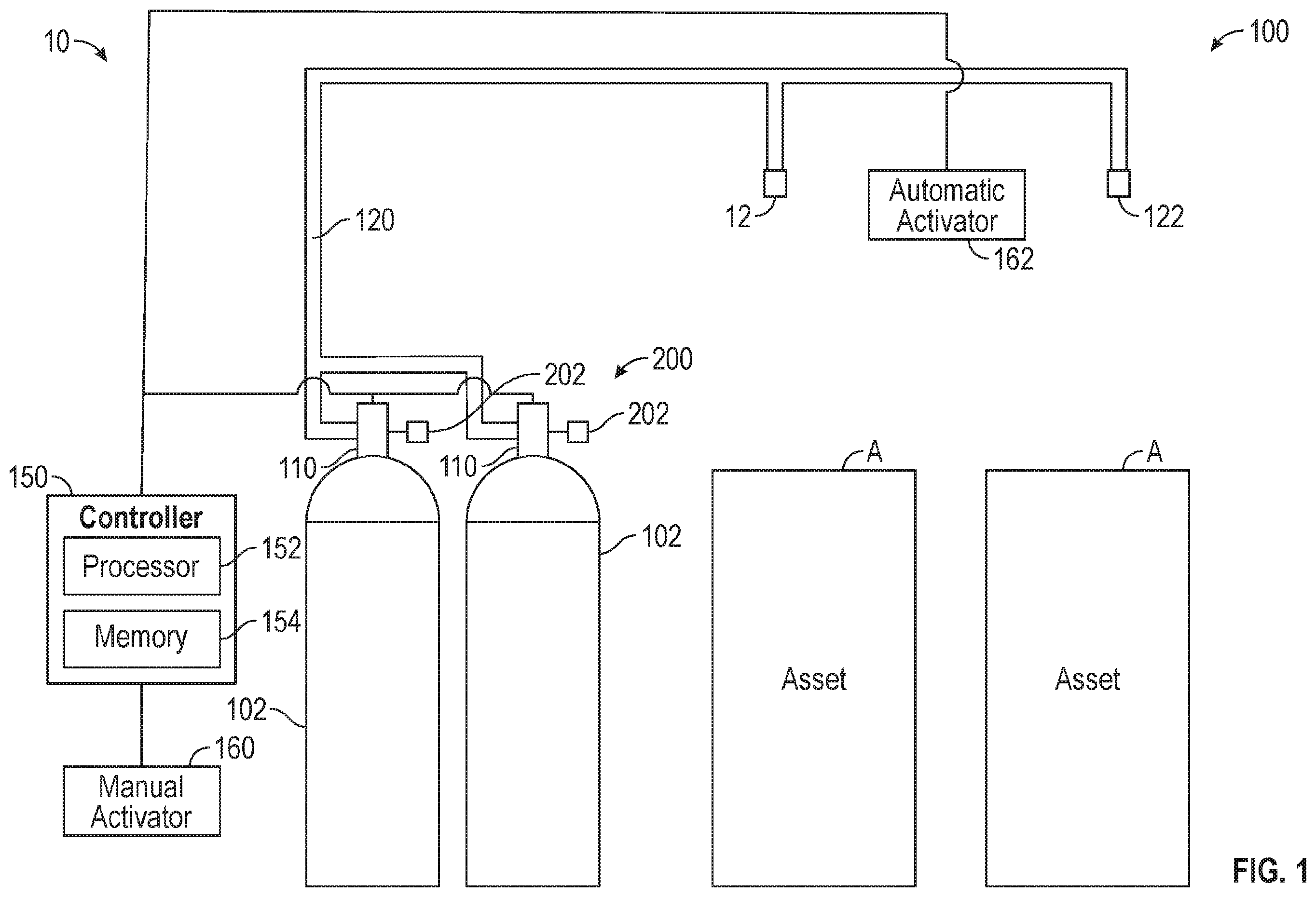 Patent US12403343 Figure 1 – Sensor units for use with fire suppression systems