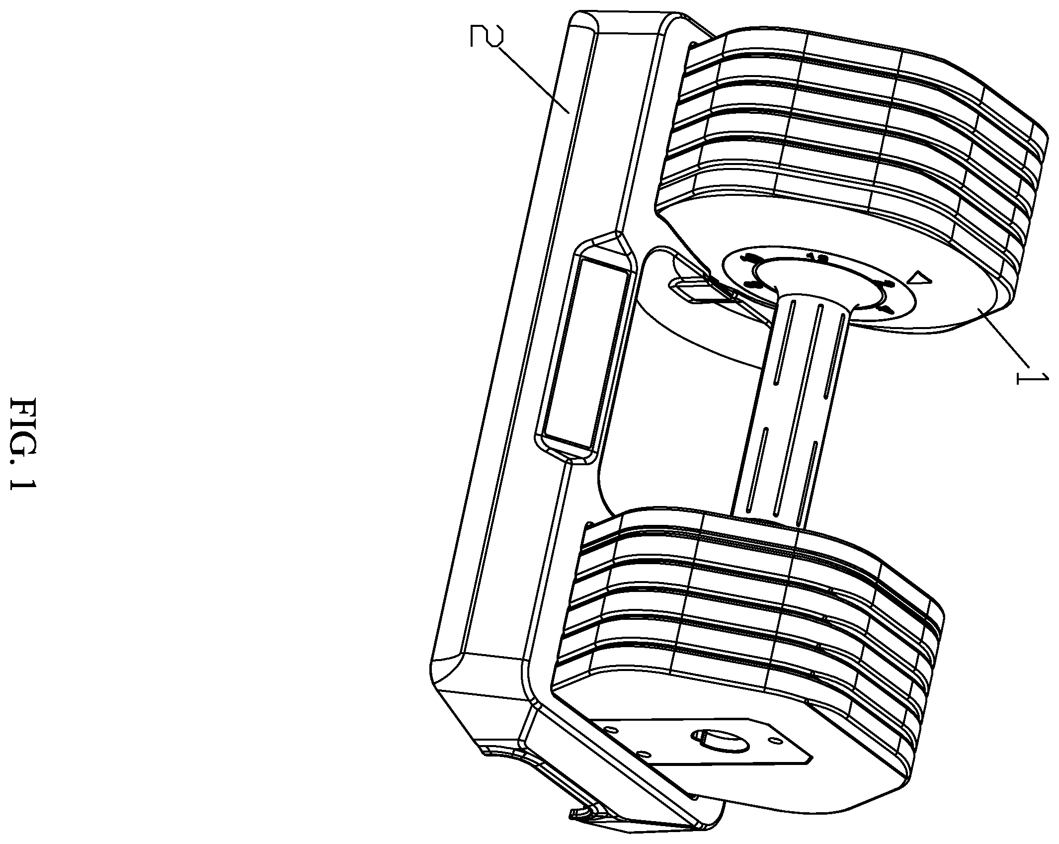 Patent US12403349 Figure 1 – Adjustable dumbbell
