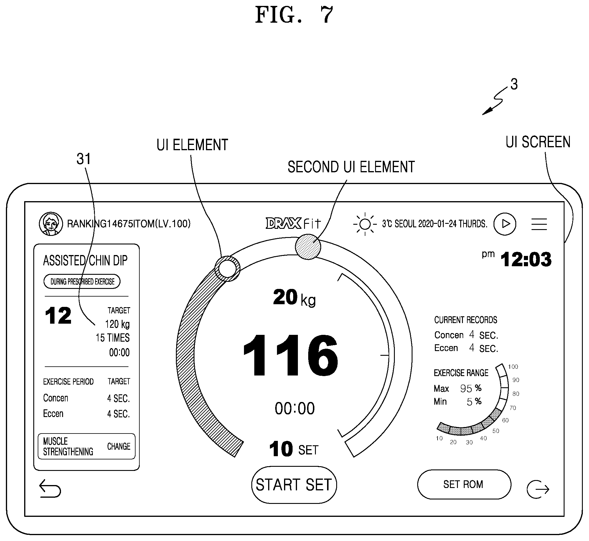 Patent US12403359 Figure 7 – Sensor module and weight exercise apparatus including the same