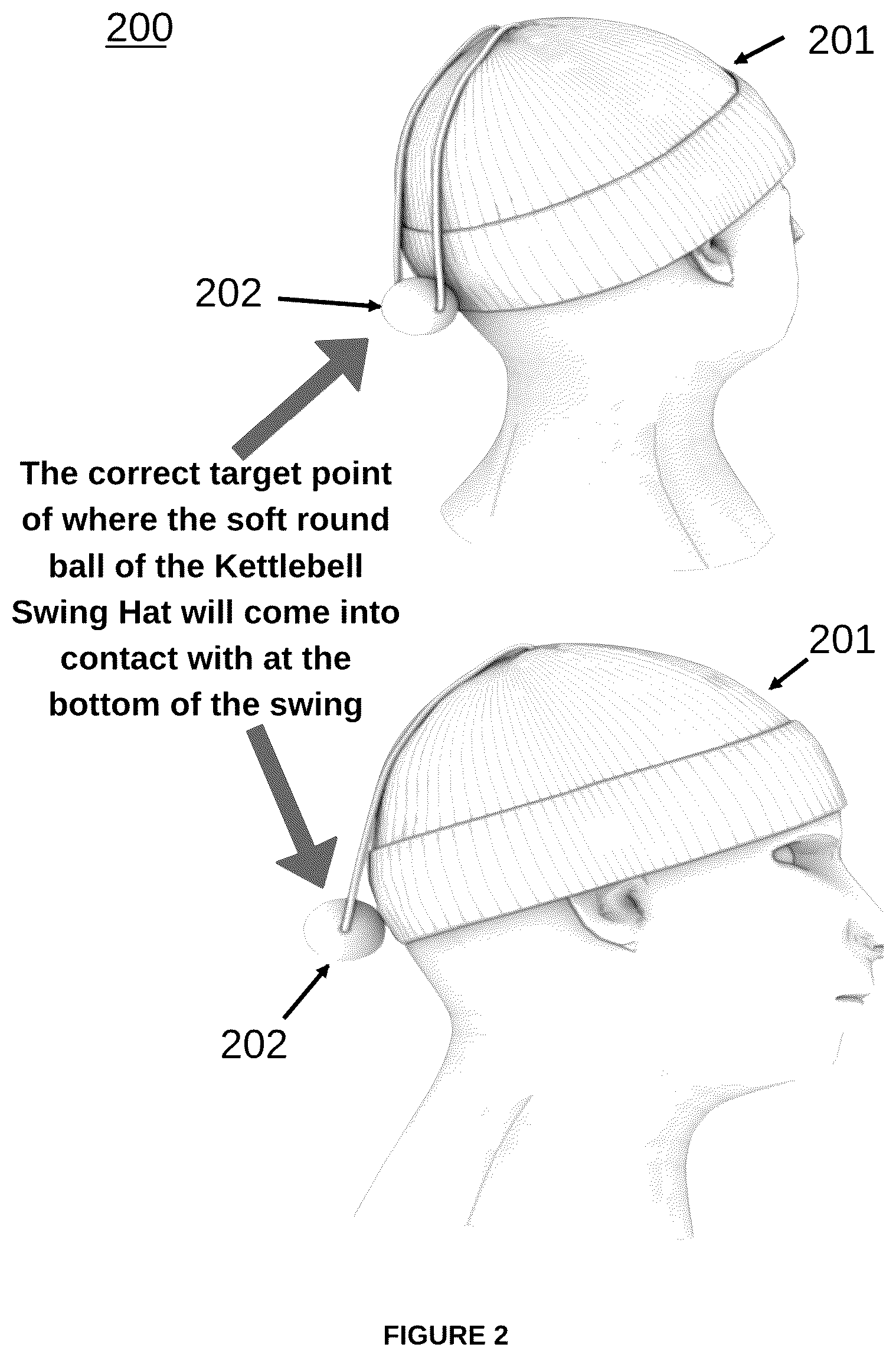 Patent US12403374 Figure 2 – Kettlebell swing hat