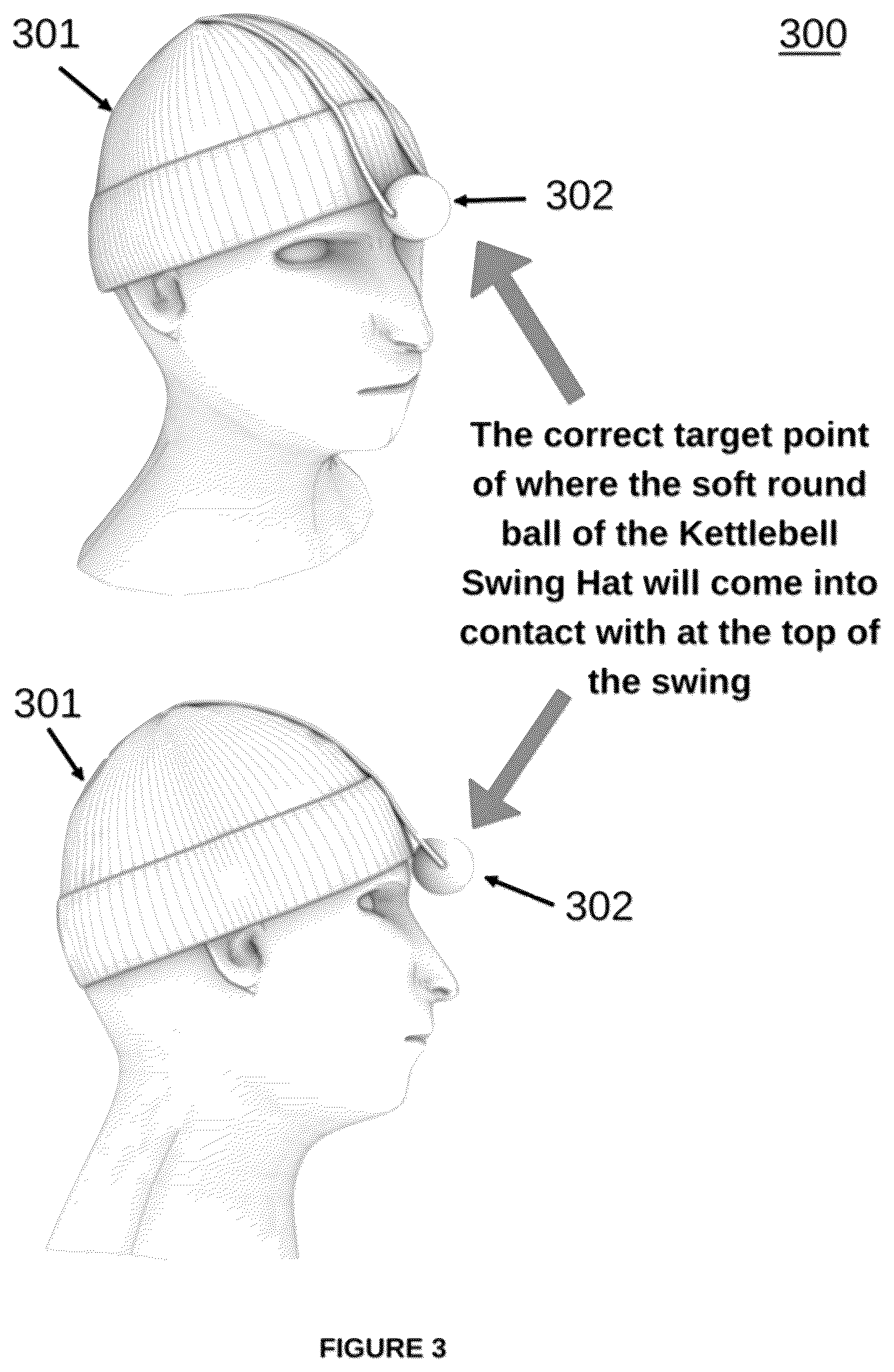Patent US12403374 Figure 3 – Kettlebell swing hat
