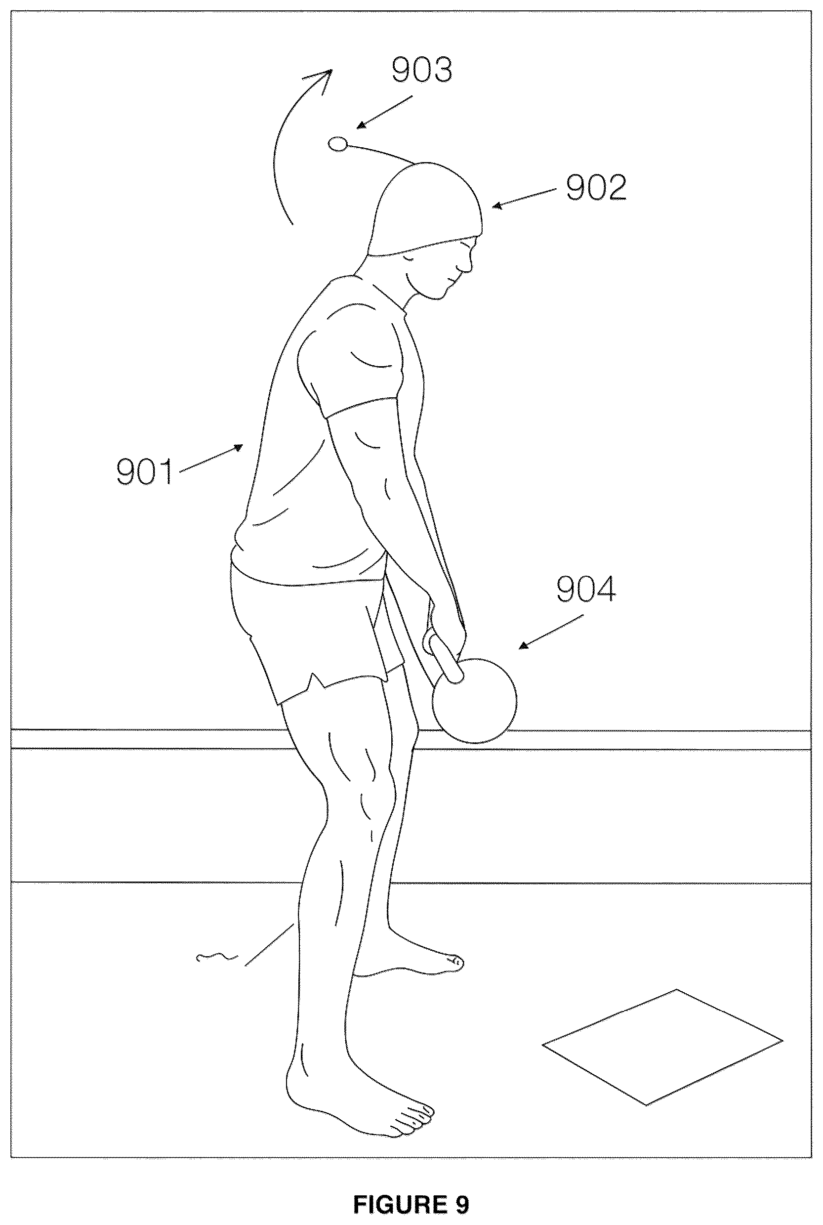Patent US12403374 Figure 9 – Kettlebell swing hat