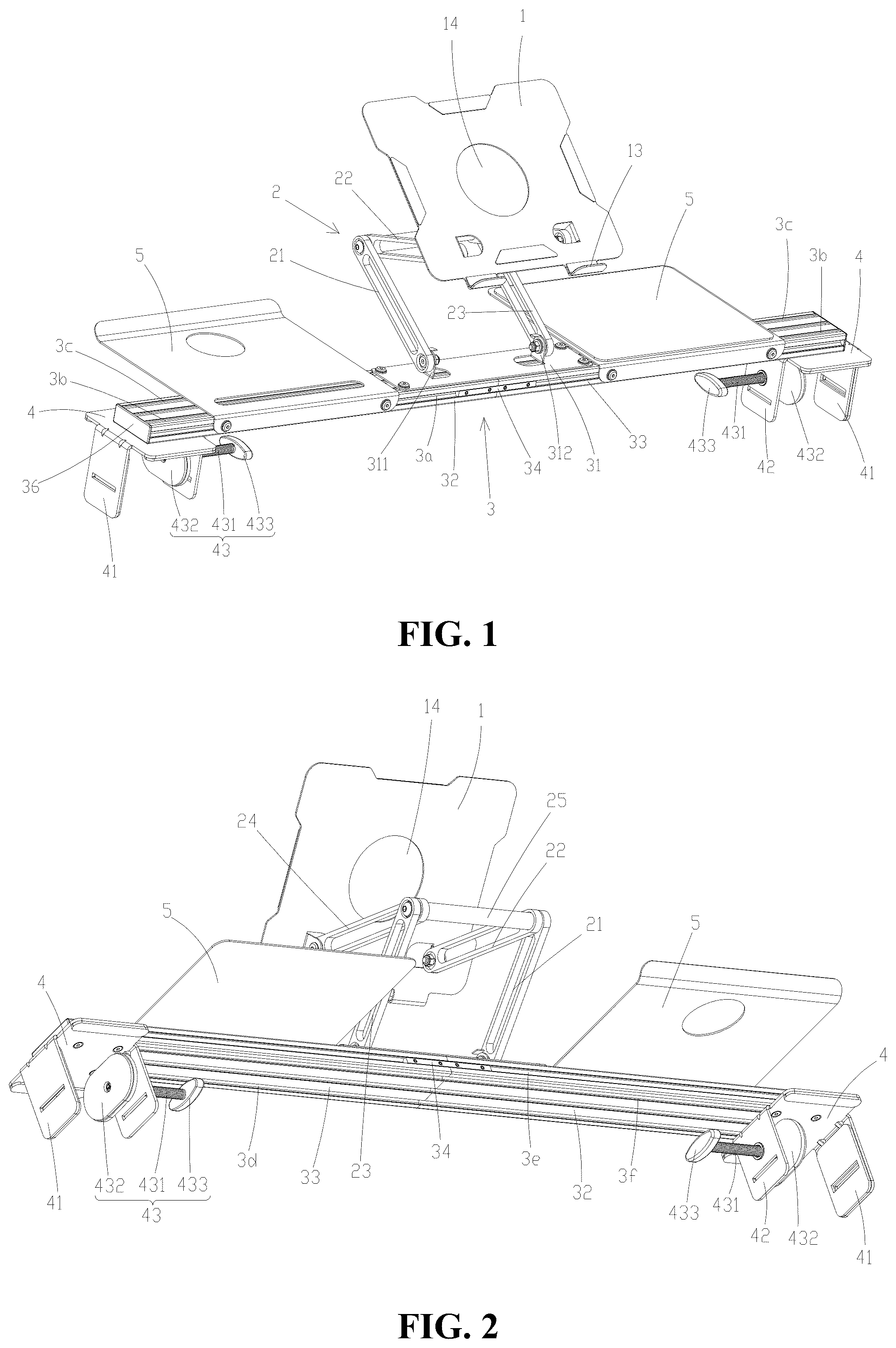 Patent US12403378 Figure 1 – Laptop stand adapted for treadmill