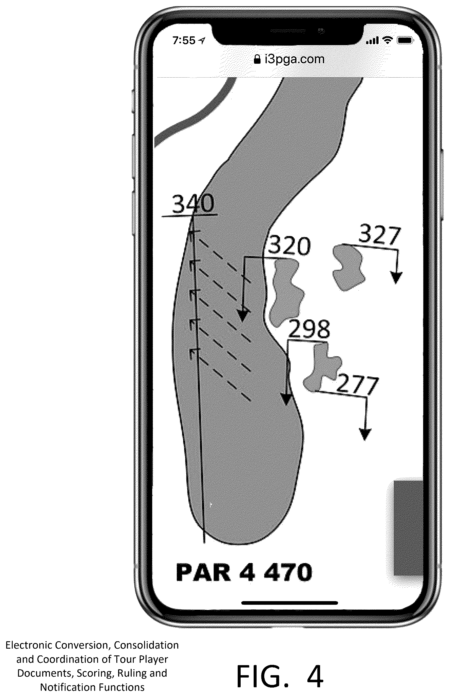 Patent US12403379 Figure 4 – Electronic conversion, consolidation and coordination of tour player documents, scoring, ruling and notification functions