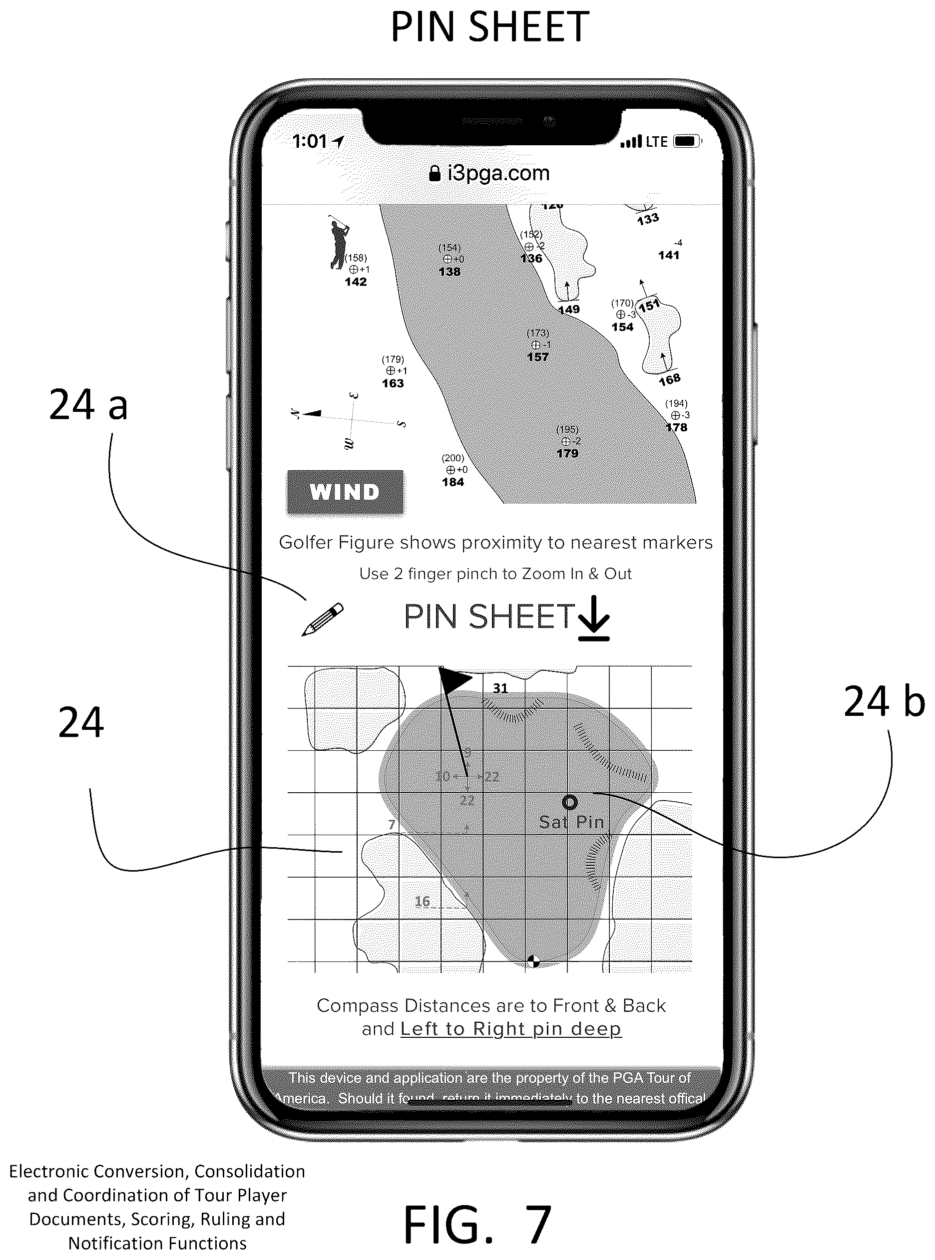 Patent US12403379 Figure 7 – Electronic conversion, consolidation and coordination of tour player documents, scoring, ruling and notification functions