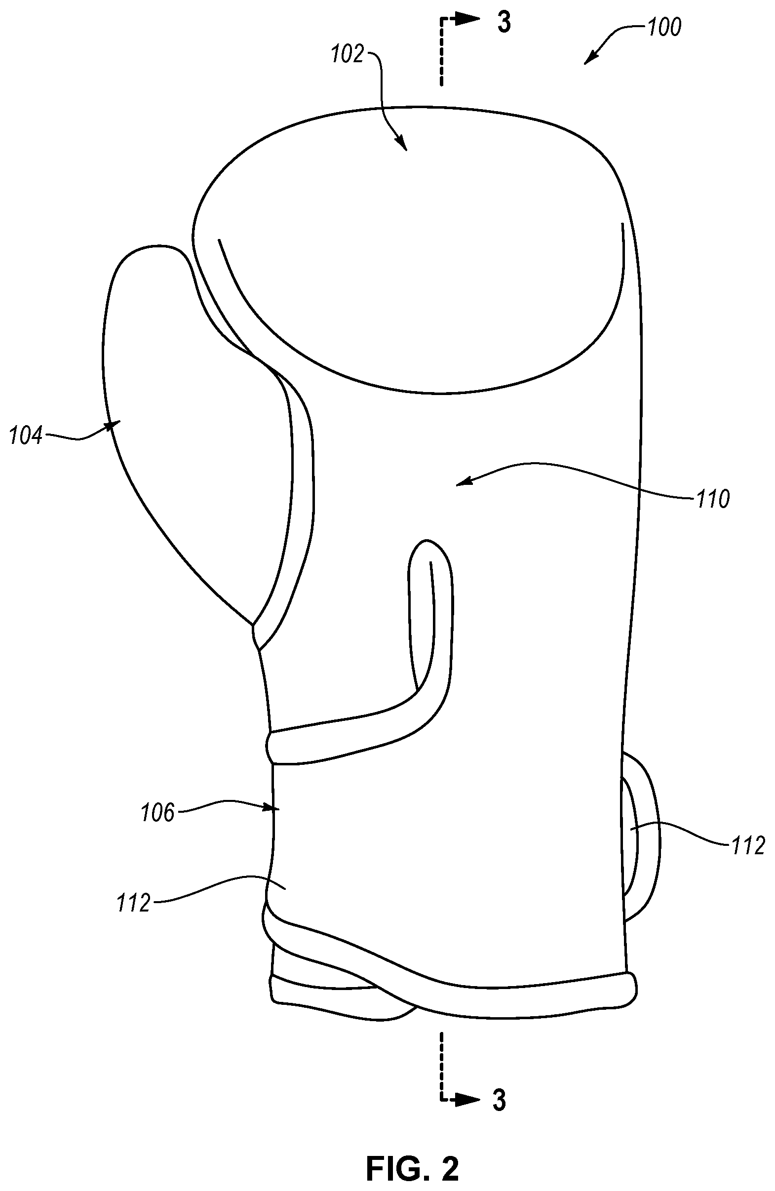 Patent US12403383 Figure 2 – Boxing glove with shock-absorbing lattice