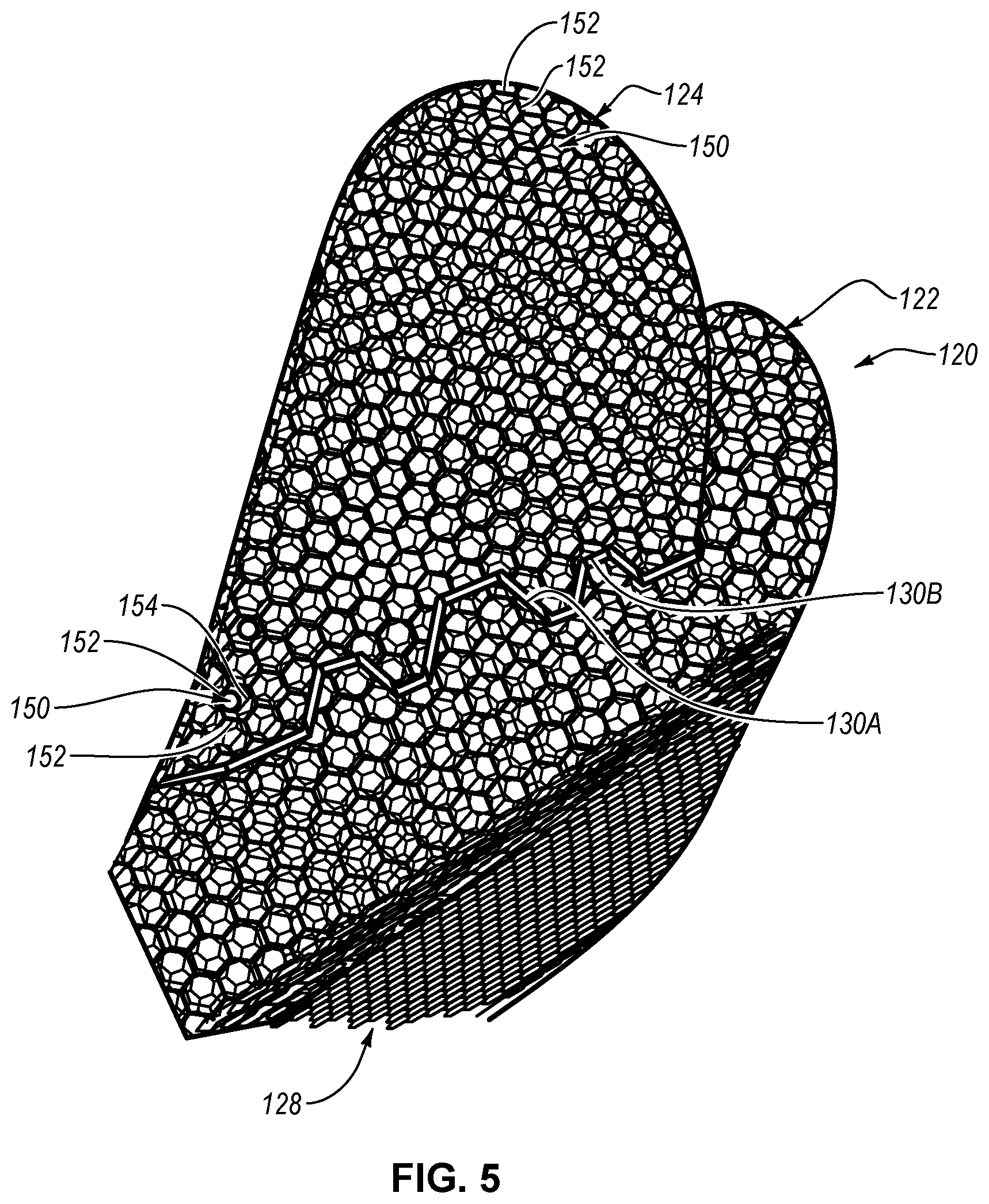 Patent US12403383 Figure 5 – Boxing glove with shock-absorbing lattice