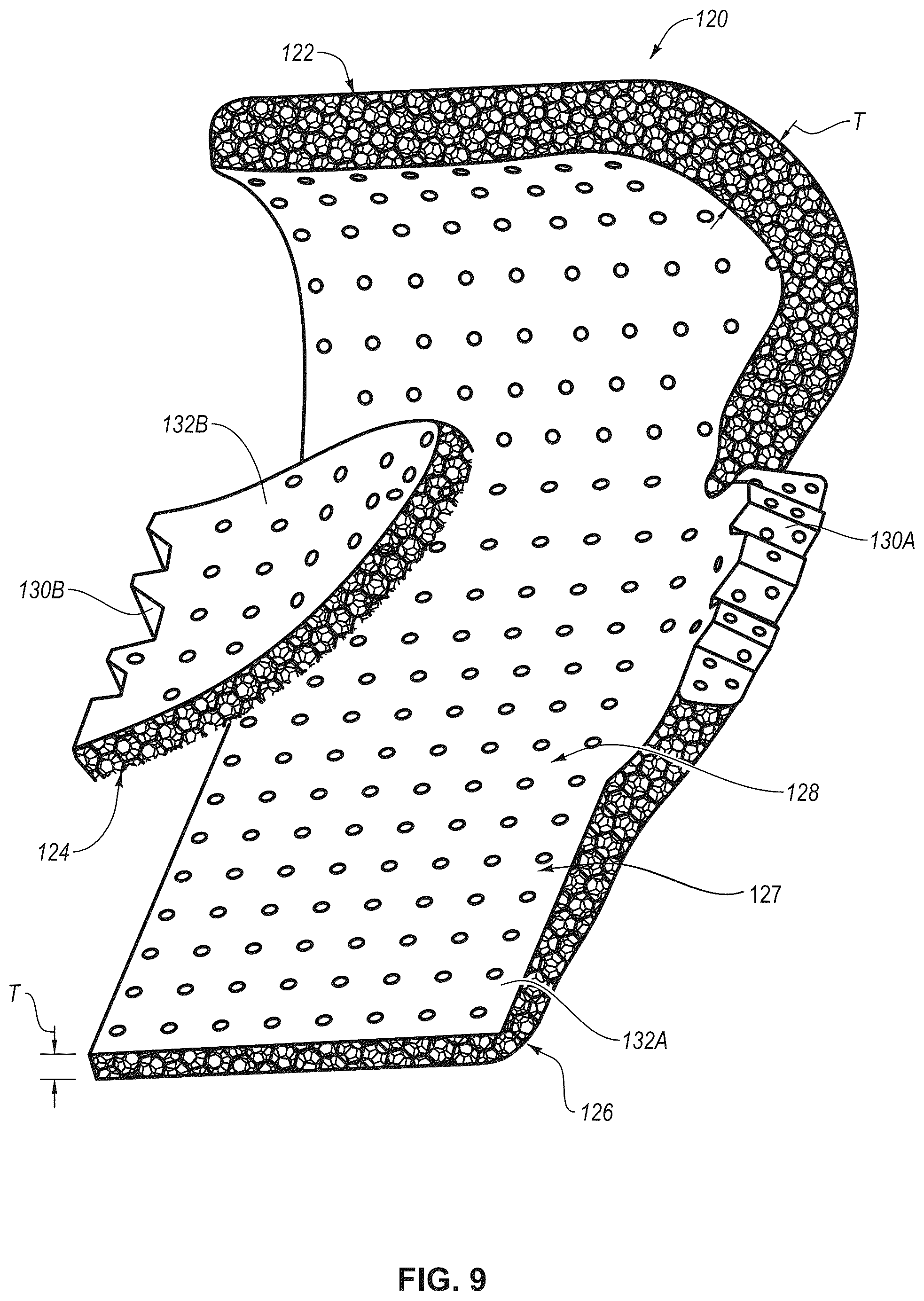 Patent US12403383 Figure 9 – Boxing glove with shock-absorbing lattice