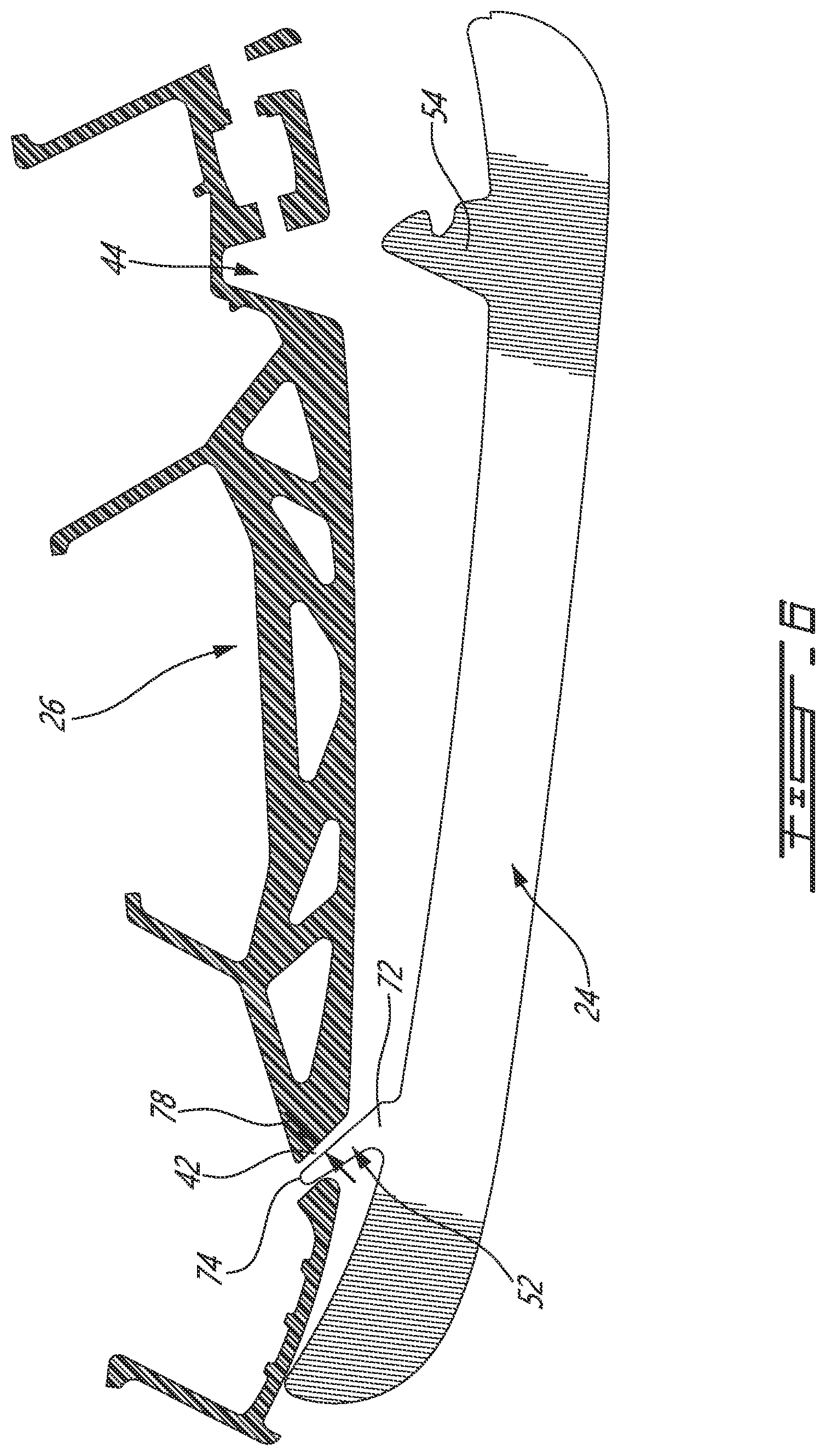 Patent US12403384 Figure 6 – Skate blade holder with blade attachment mechanism and blade therefor