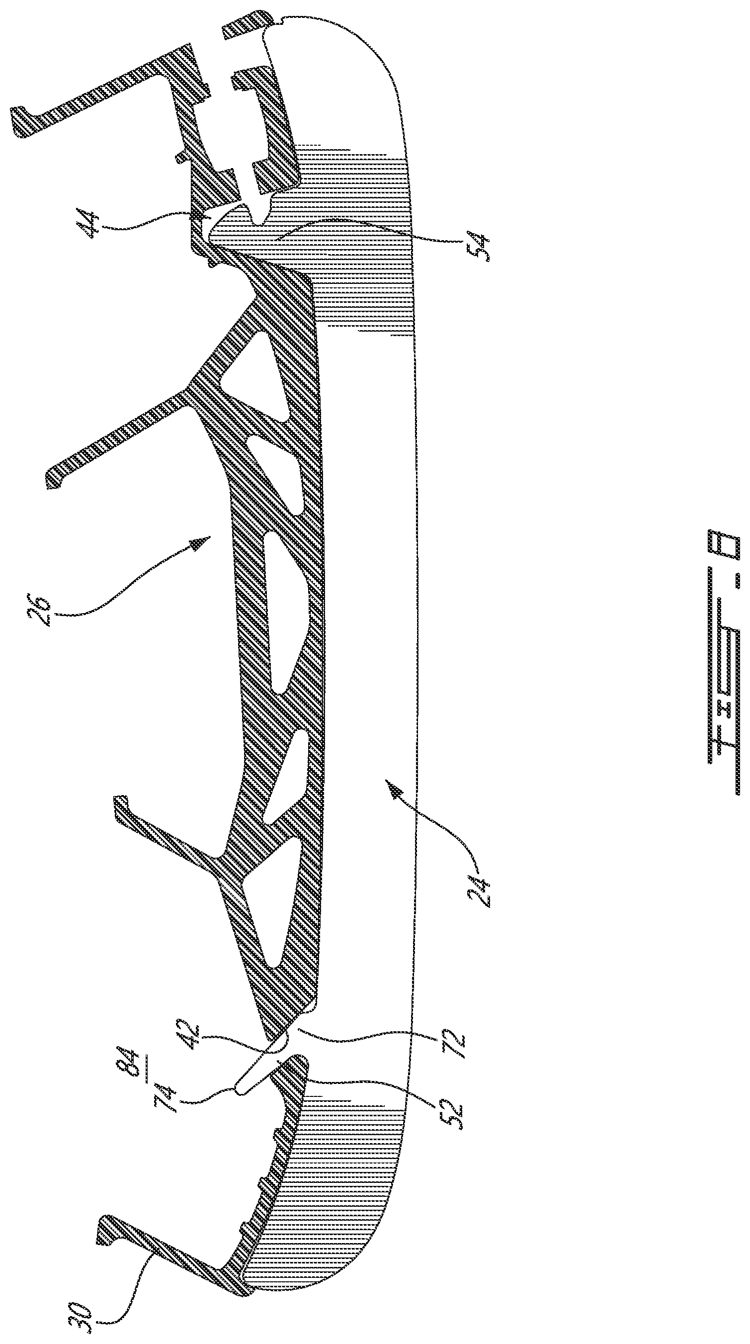 Patent US12403384 Figure 8 – Skate blade holder with blade attachment mechanism and blade therefor