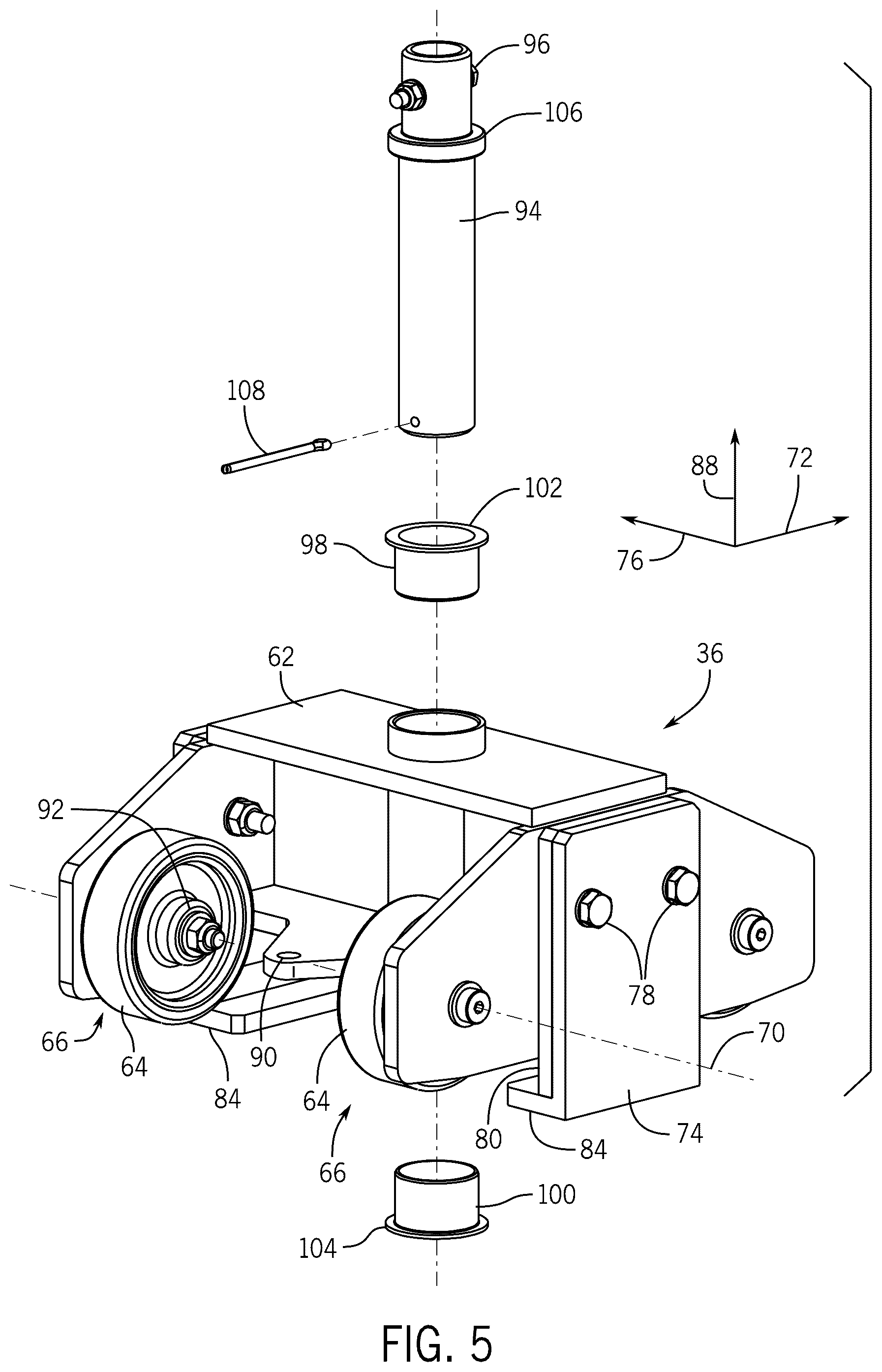 Patent US12403406 Figure 5 – Multi-segment movable railing assembly