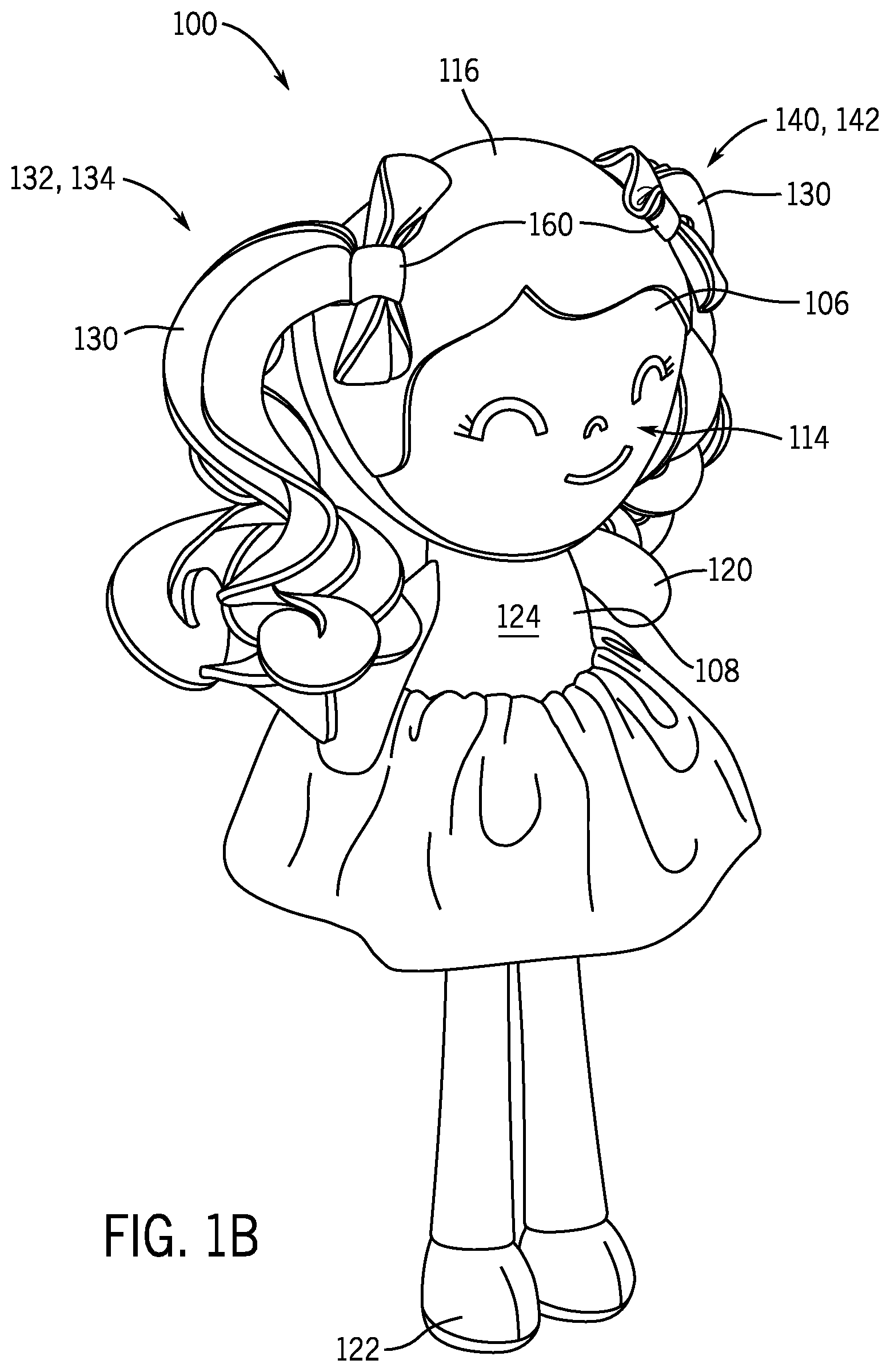 Patent US12403409 Figure 2 – Curly hair doll