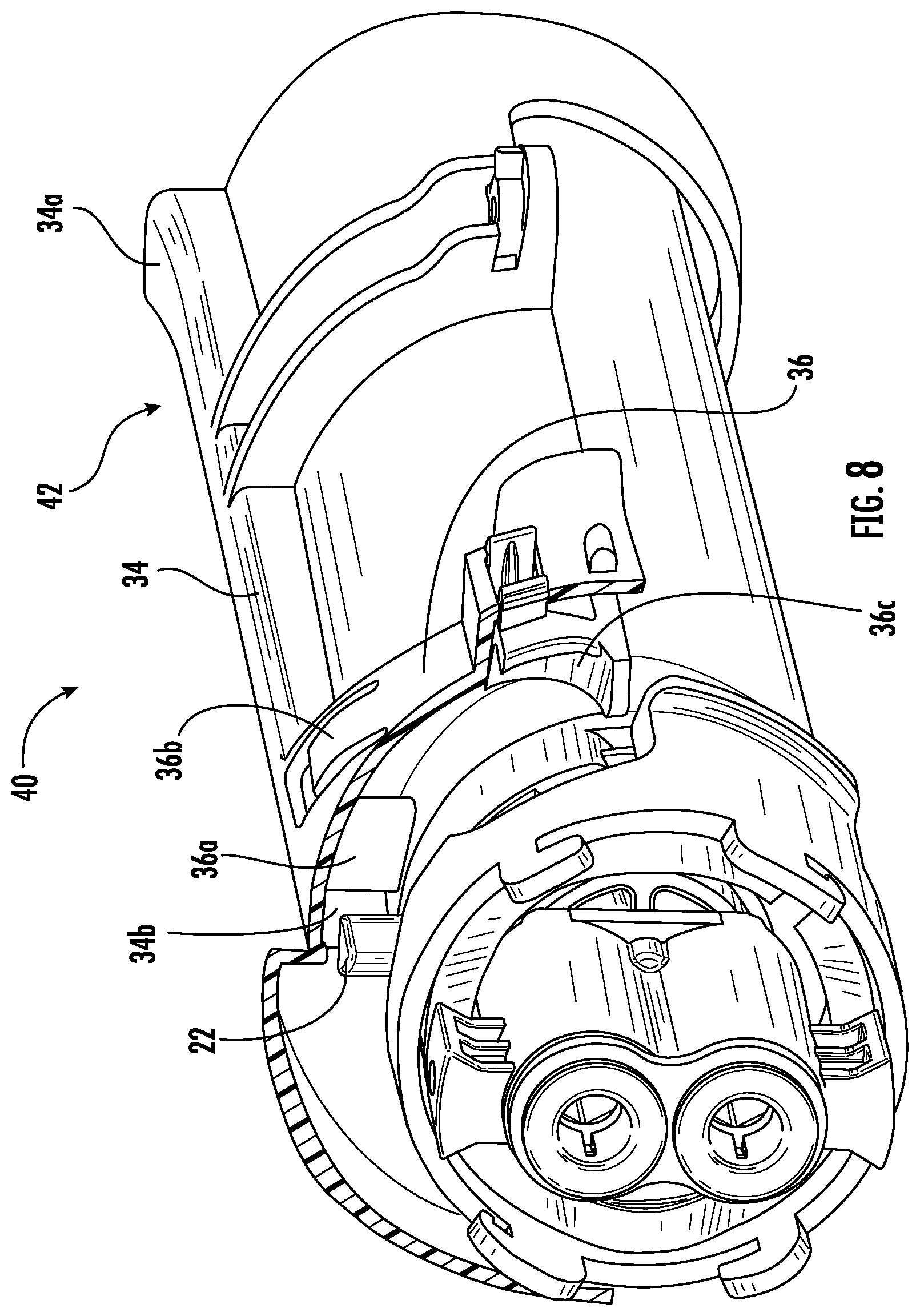 Patent US12403416 Figure 8 – Mechanical interlock system for a filter