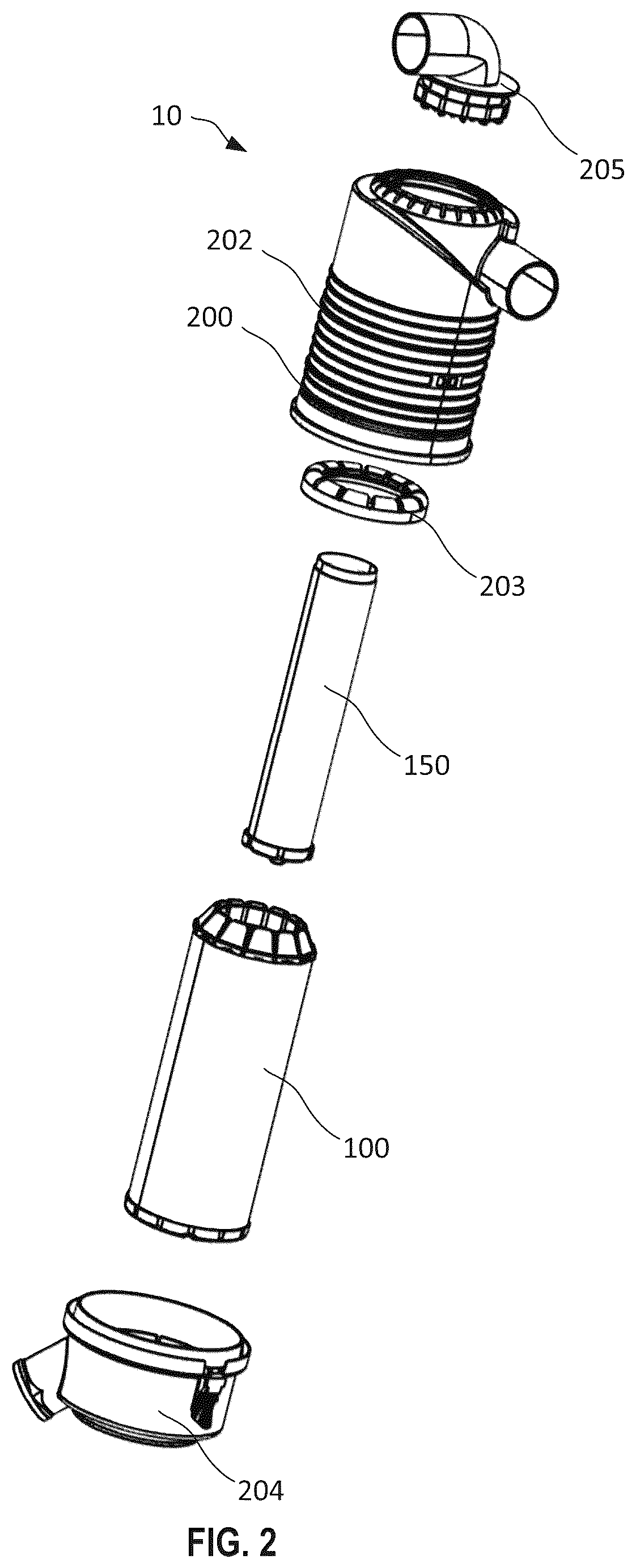 Patent US12403419 Figure 2 – Filter elements and assemblies