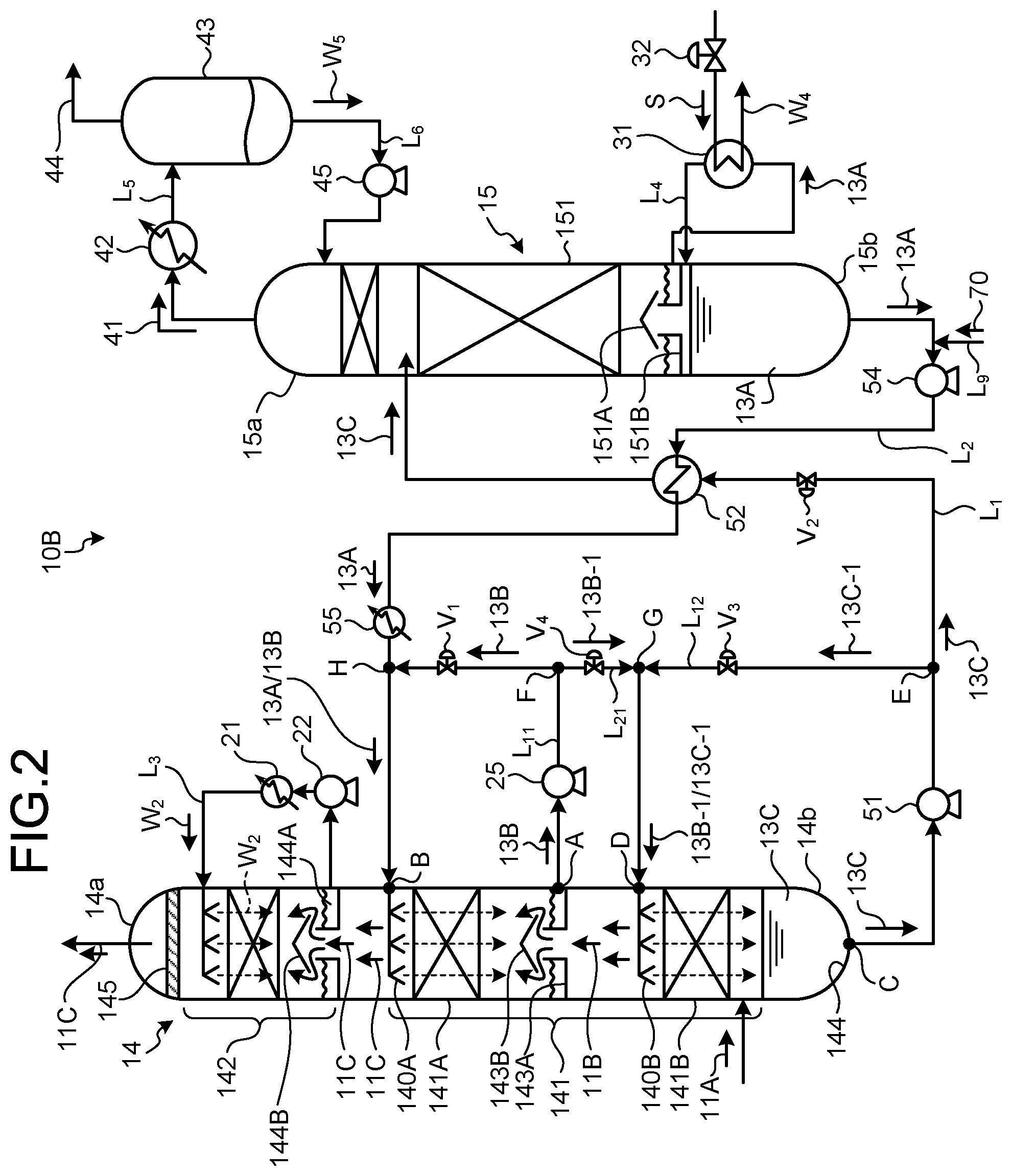 Patent US12403422 Figure 2 – CO 2 recovery unit and CO 2 recovery method