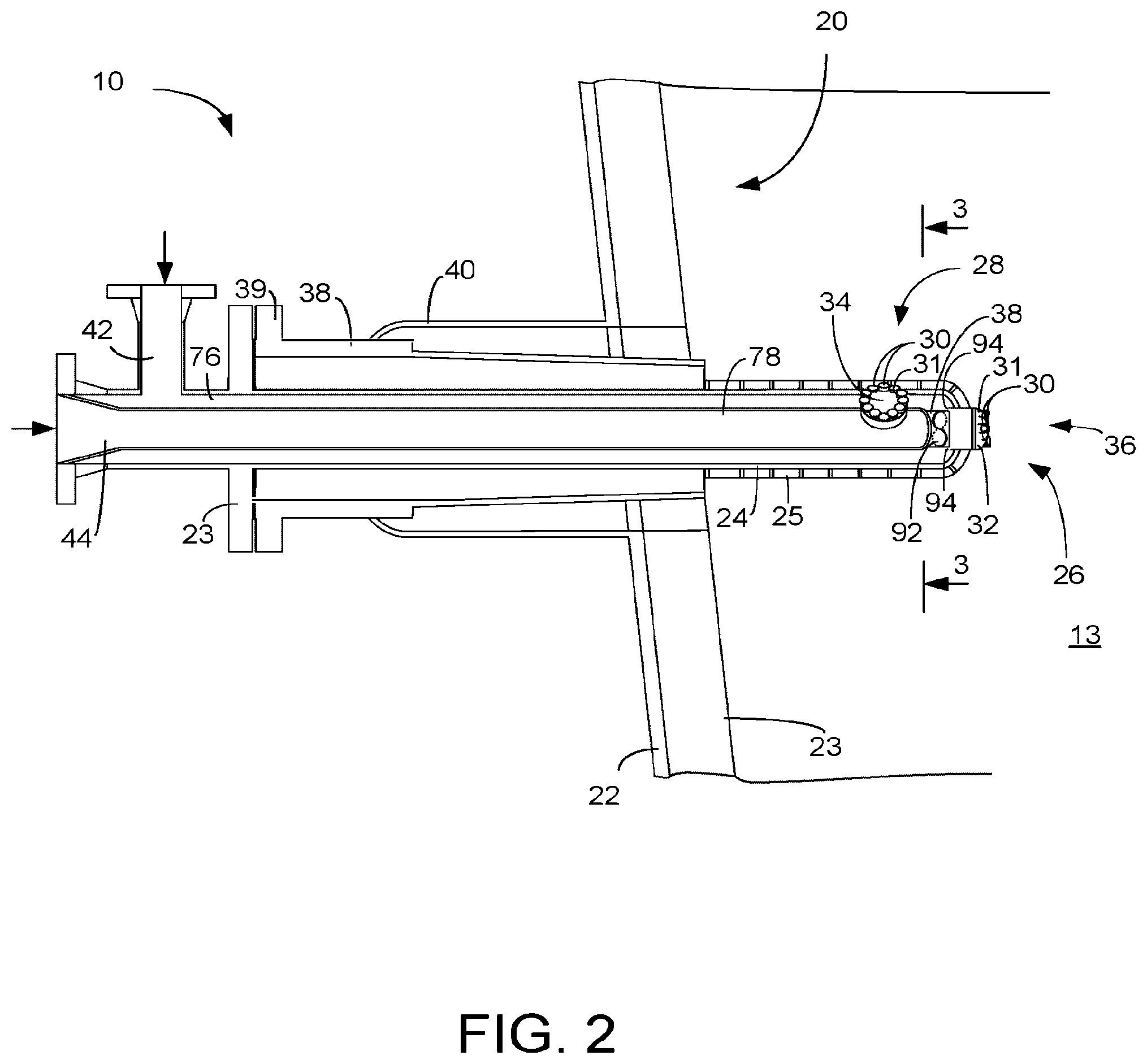 Patent US12403440 Figure 2 – Apparatus for distributing feed with a cluster of orifices on a side of the distributor
