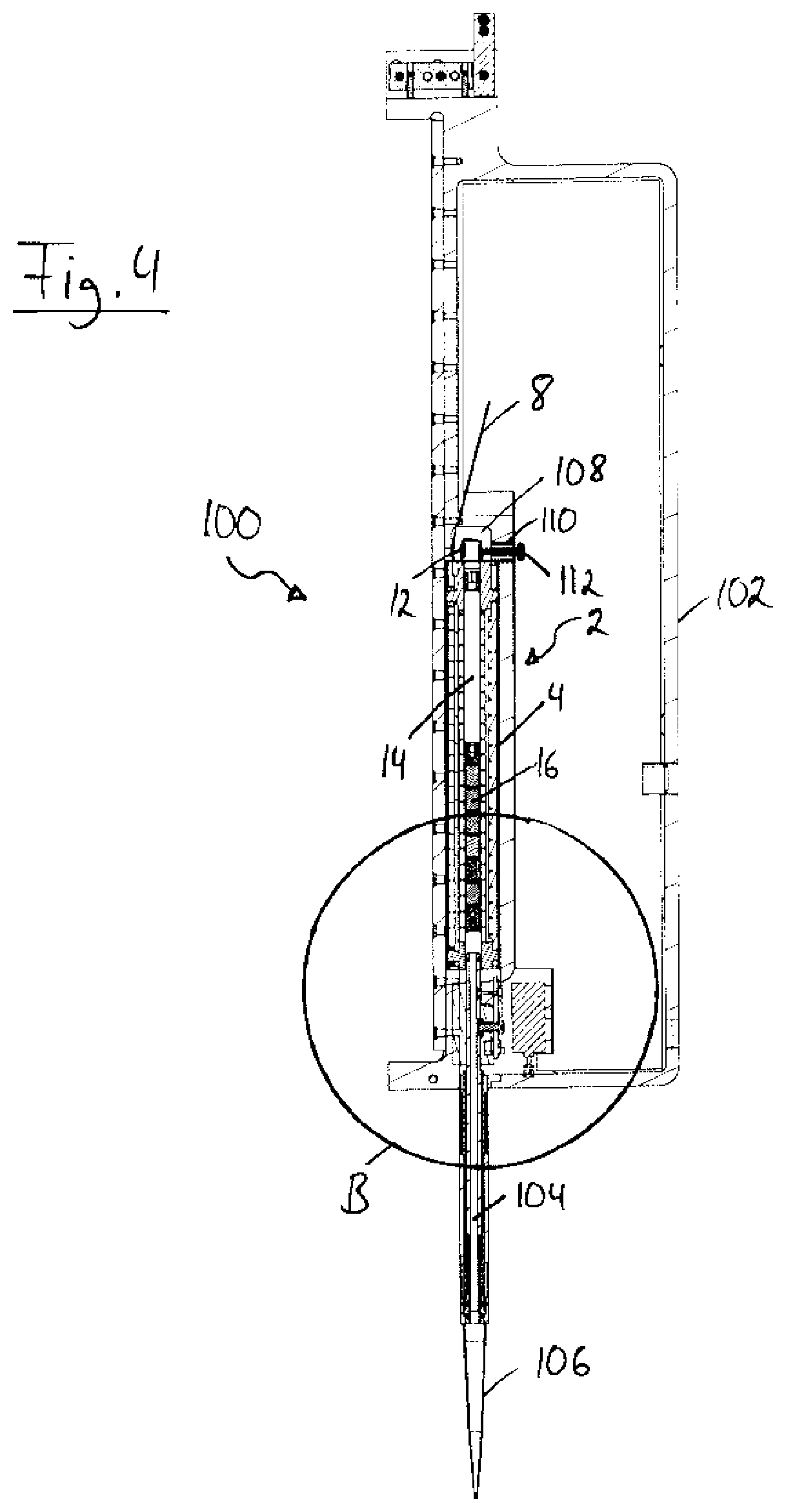 Patent US12403464 Figure 4 – Integrated motor cassette for connection to and for use in a pipetting system, pipetting system, and method for exchanging an integrated motor cassette of a pipetting system