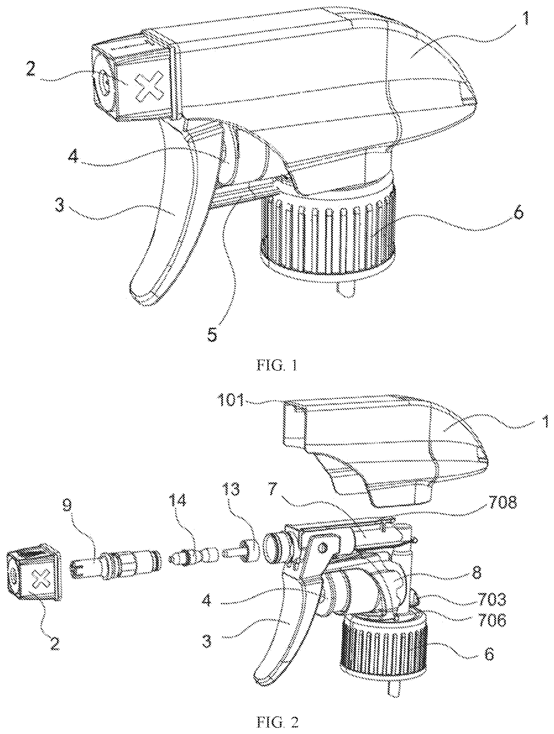 Patent US12403493 Figure 1 – All-plastic spray gun