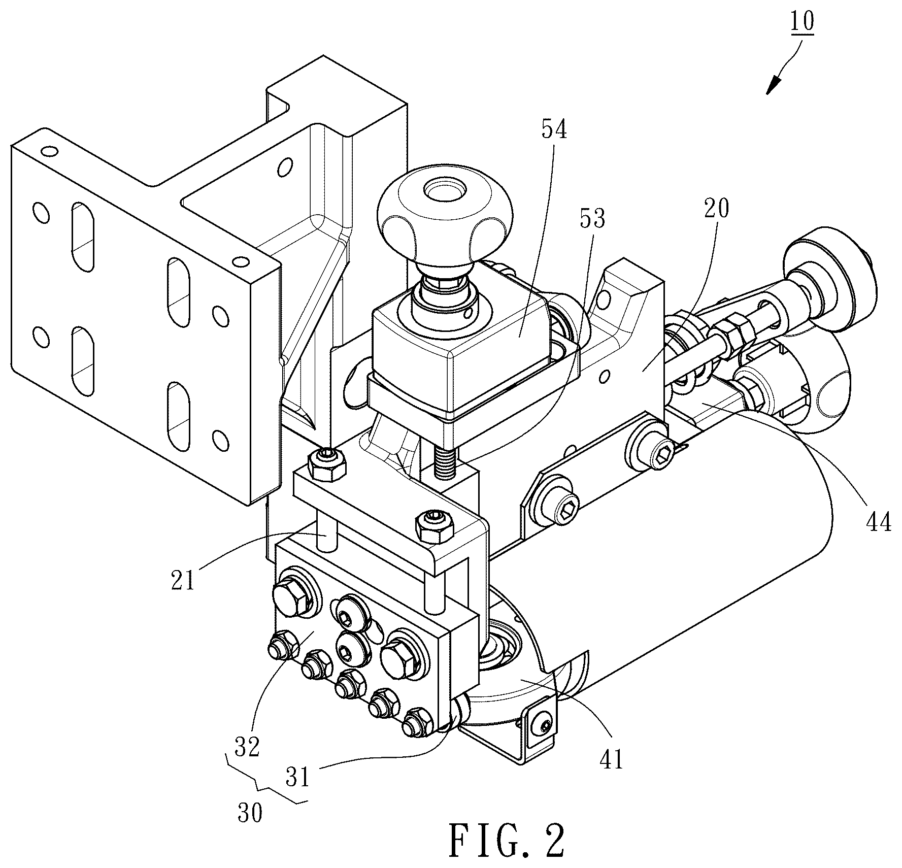 Patent US12403521 Figure 2 – Edge band fine trimming mechanism of edge banding machine
