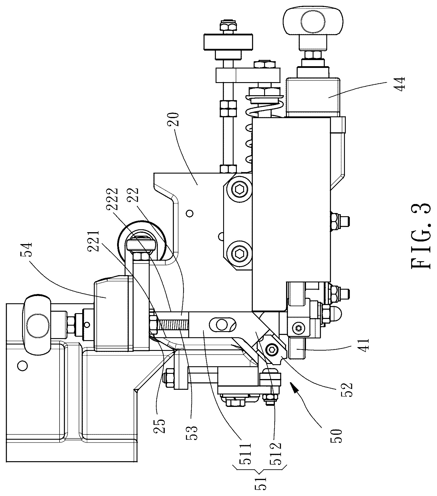 Patent US12403521 Figure 3 – Edge band fine trimming mechanism of edge banding machine
