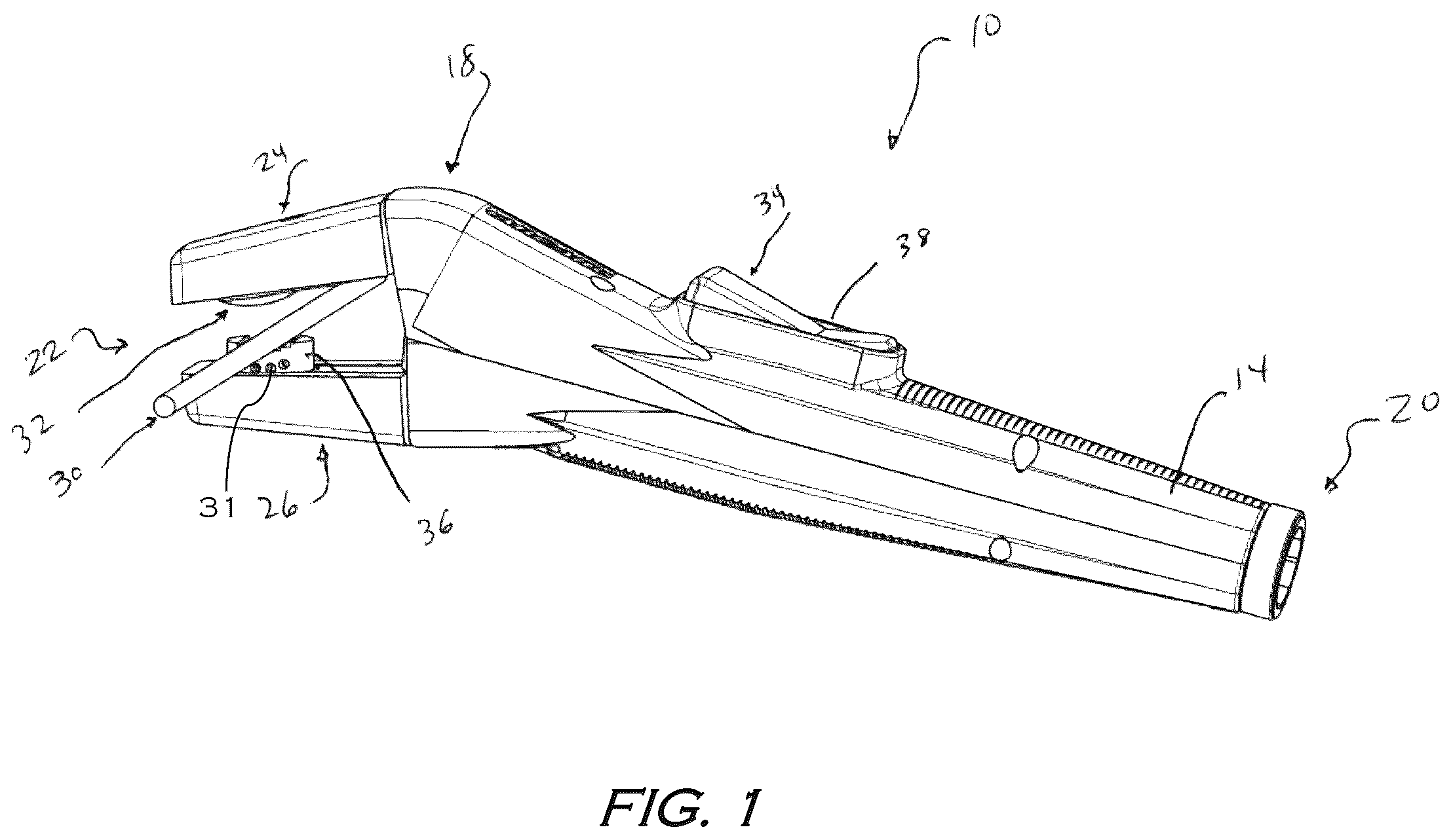 Patent US12403544 Figure 1 – Torch handle including pneumatically operated jaw
