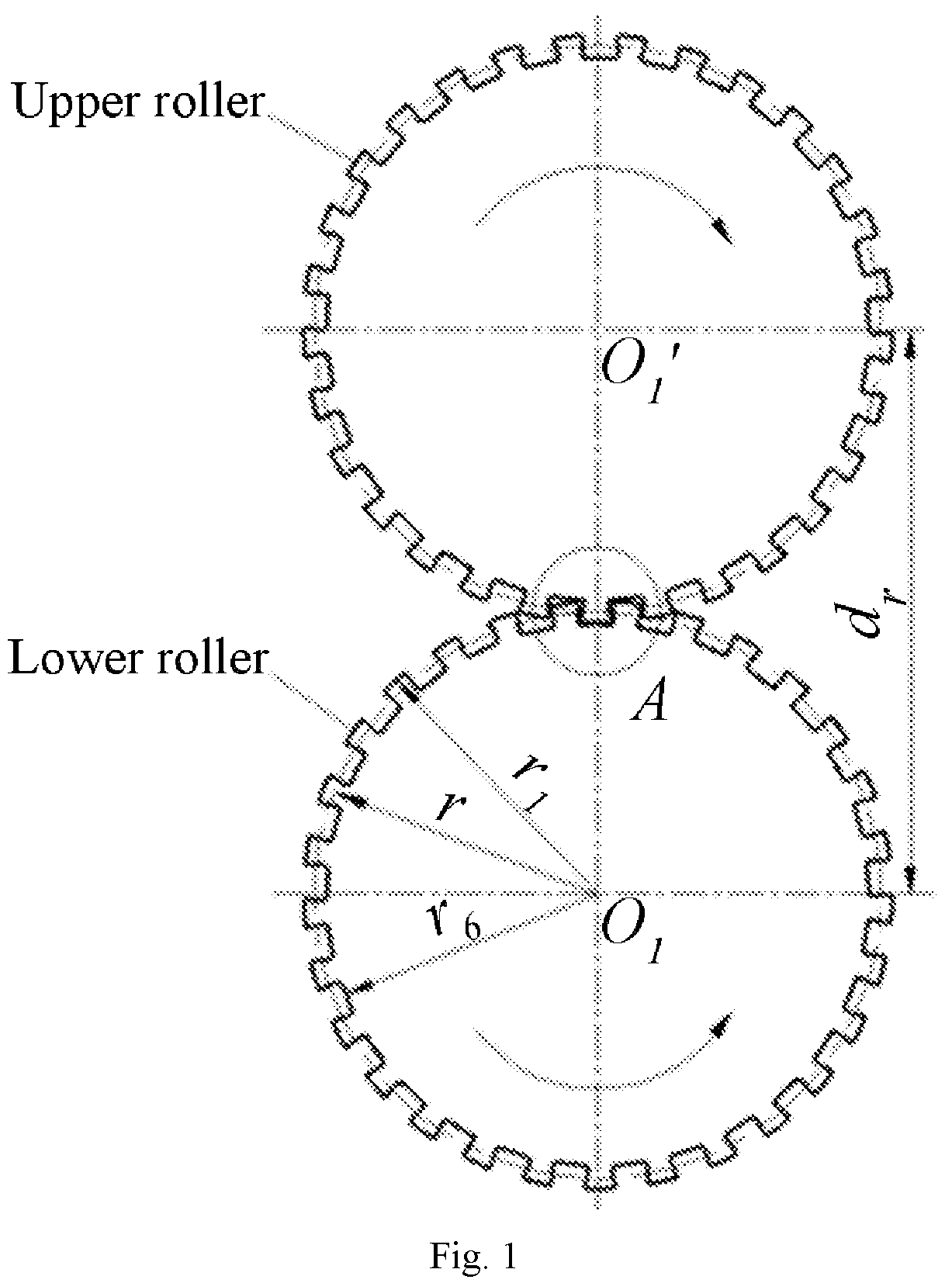 Patent US12403552 — Roller tooth profile of work roll for roll forming of flow channel of metal bipolar plate and parametric design method thereof — Figure 1