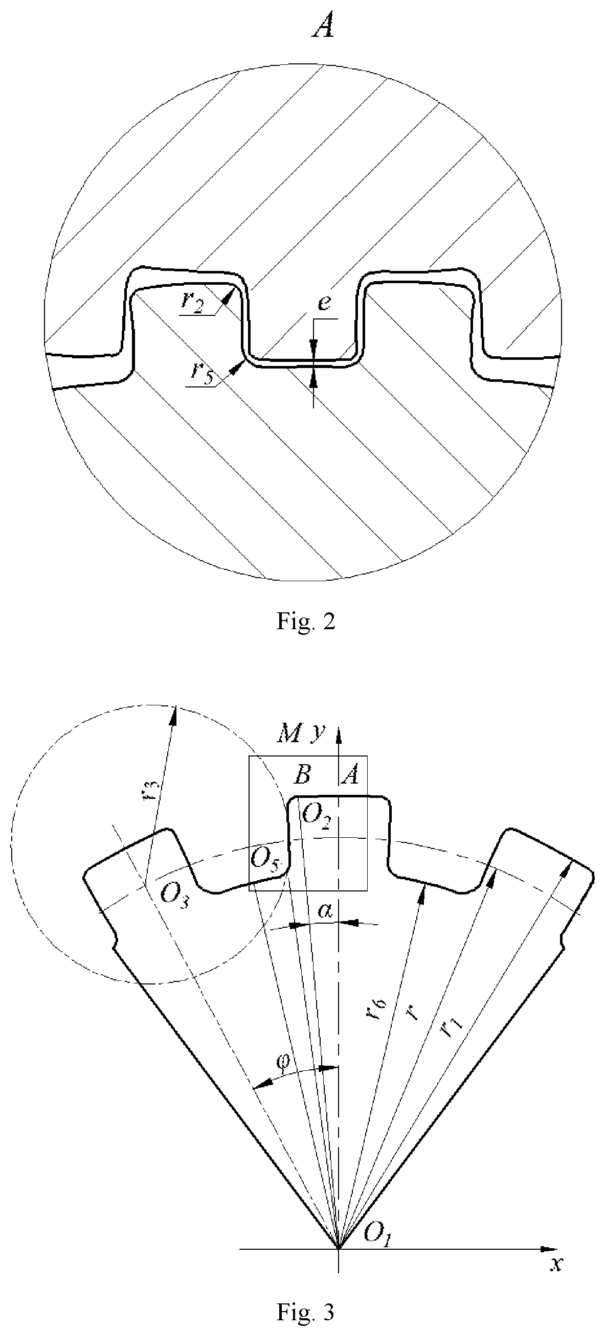 Patent US12403552 Figure 2 – Roller tooth profile of work roll for roll forming of flow channel of metal bipolar plate and parametric design method thereof