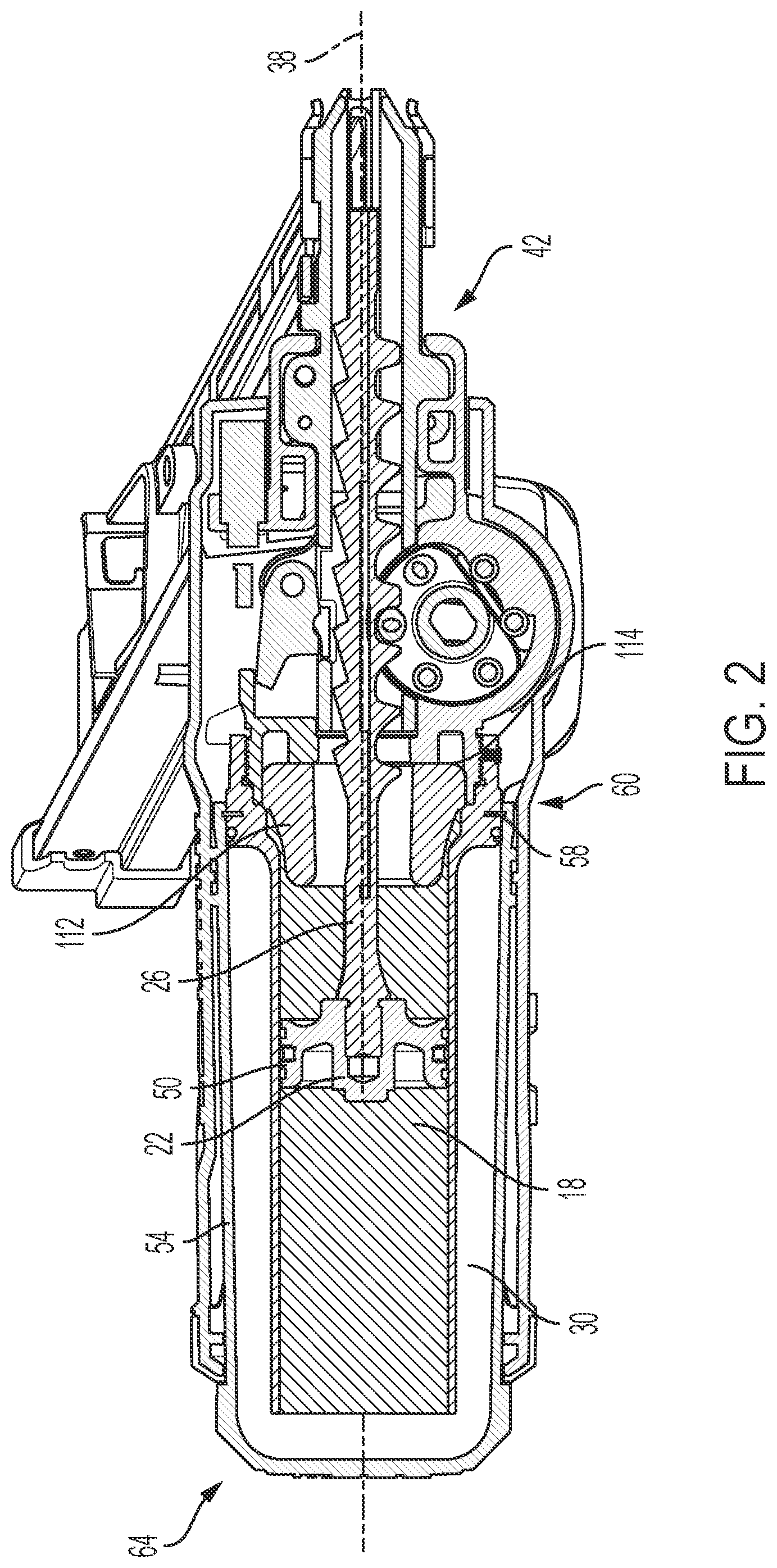 Patent US12403575 Figure 2 – Gas spring-powered fastener driver with pressure mechanism
