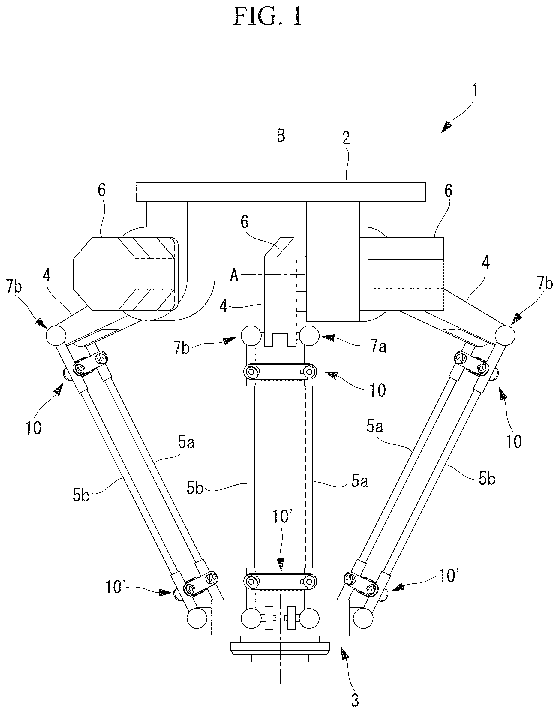 Patent US12403586 Figure 1 – Connection structure and parallel link robot